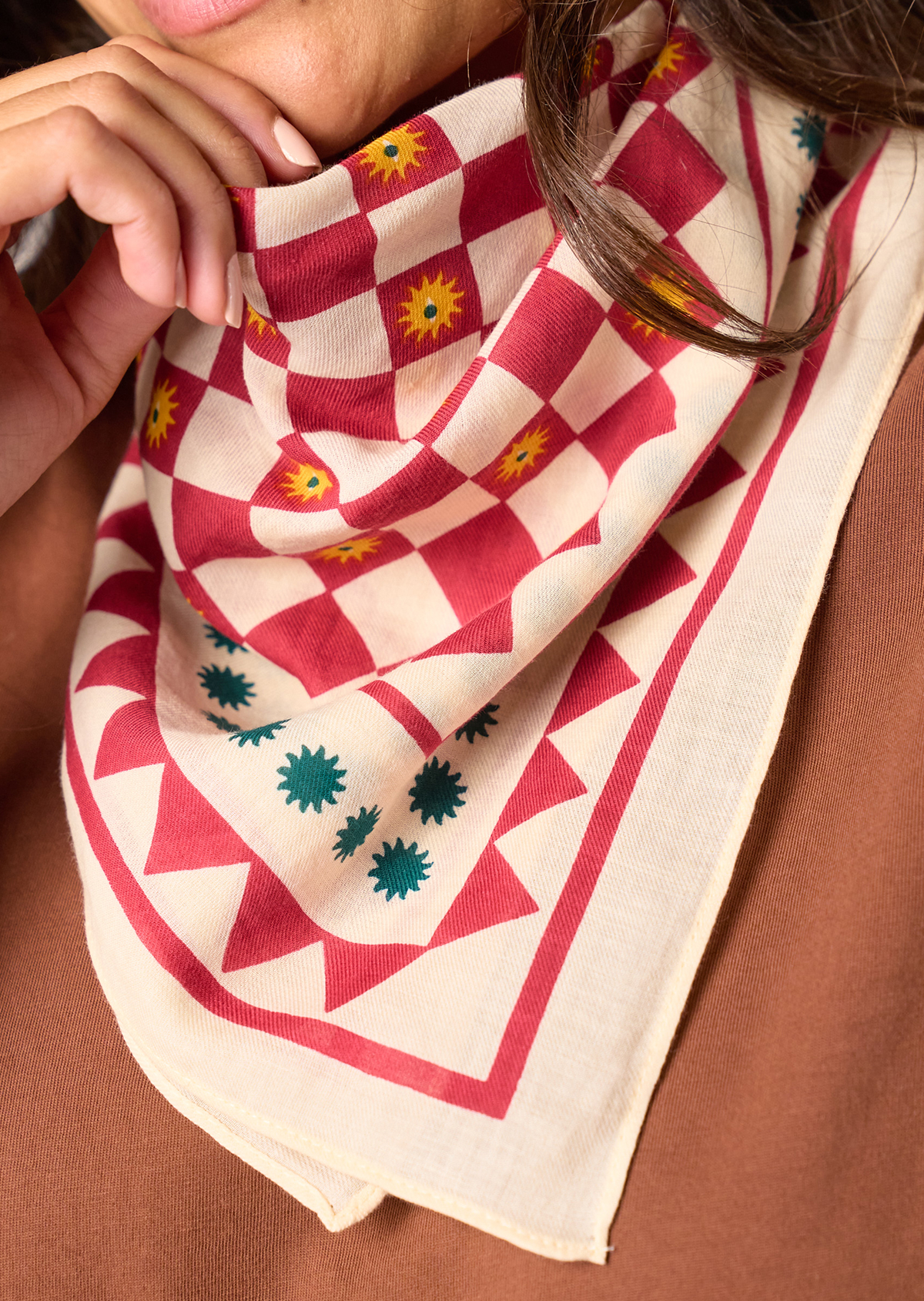 Petit foulard en coton biologique romane BILLYBELT Blanc