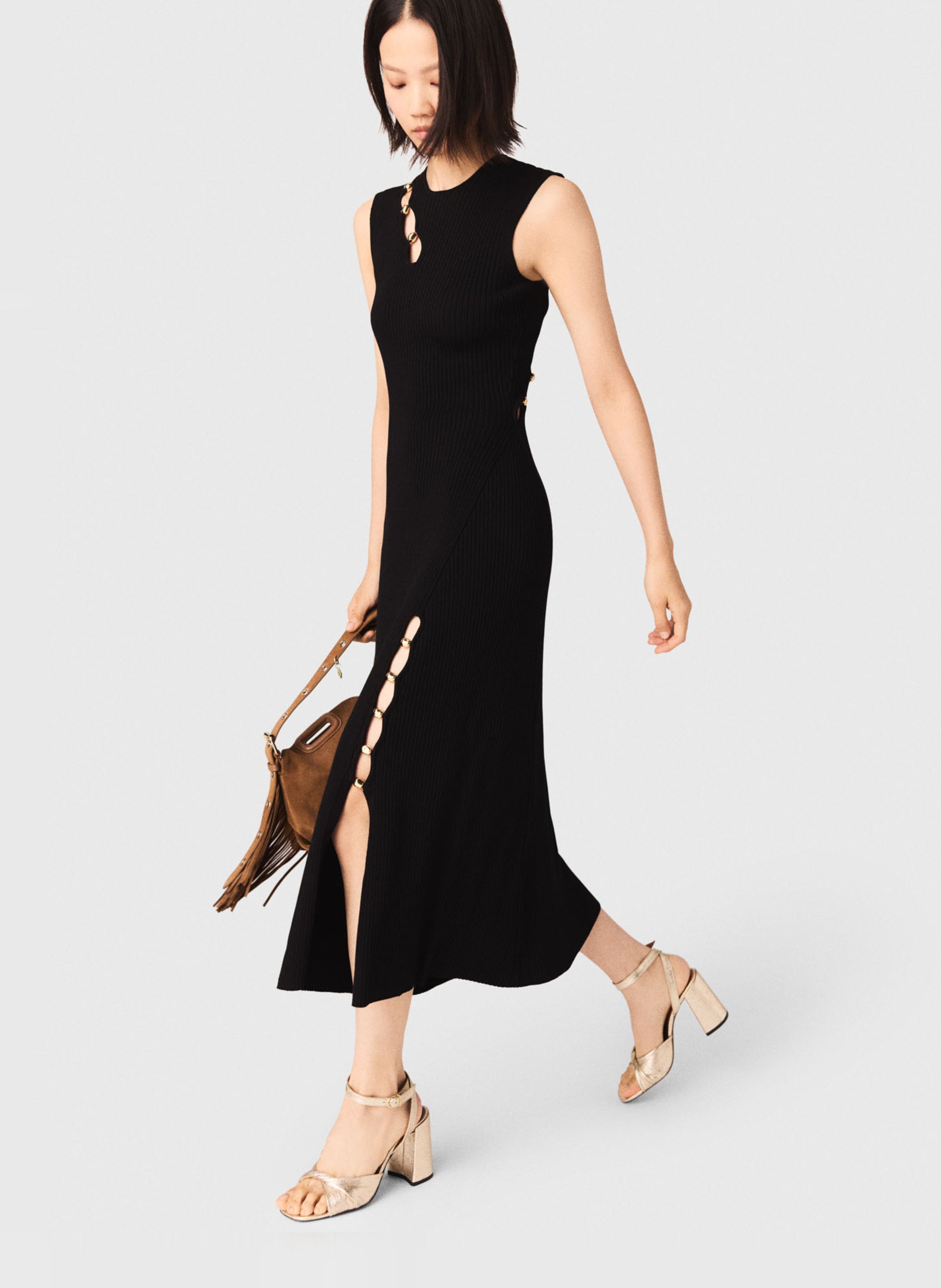 Robe midi col rond MAJE Noir