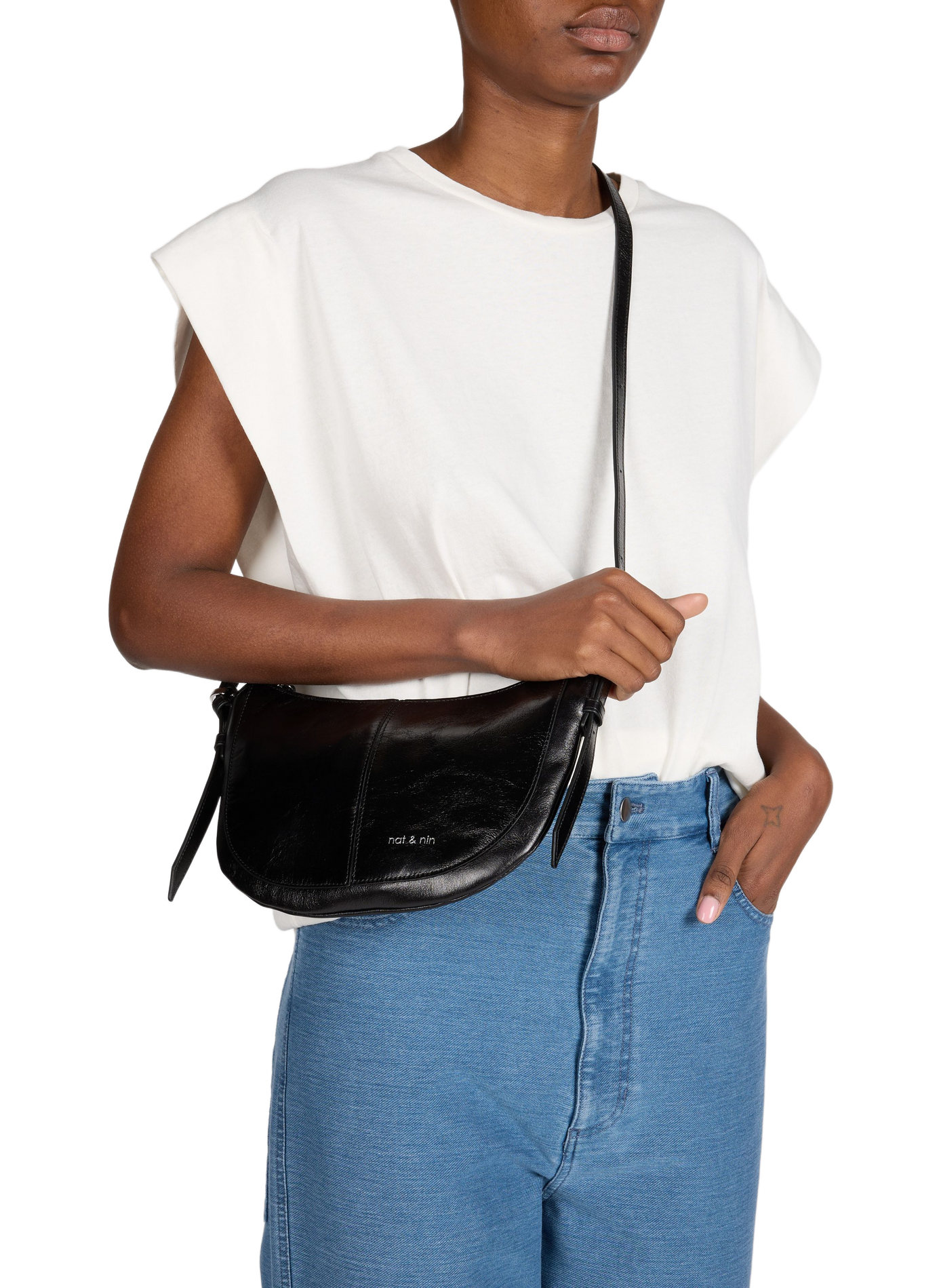 Mini sac à main Rodéo en cuir NAT & NIN Noir