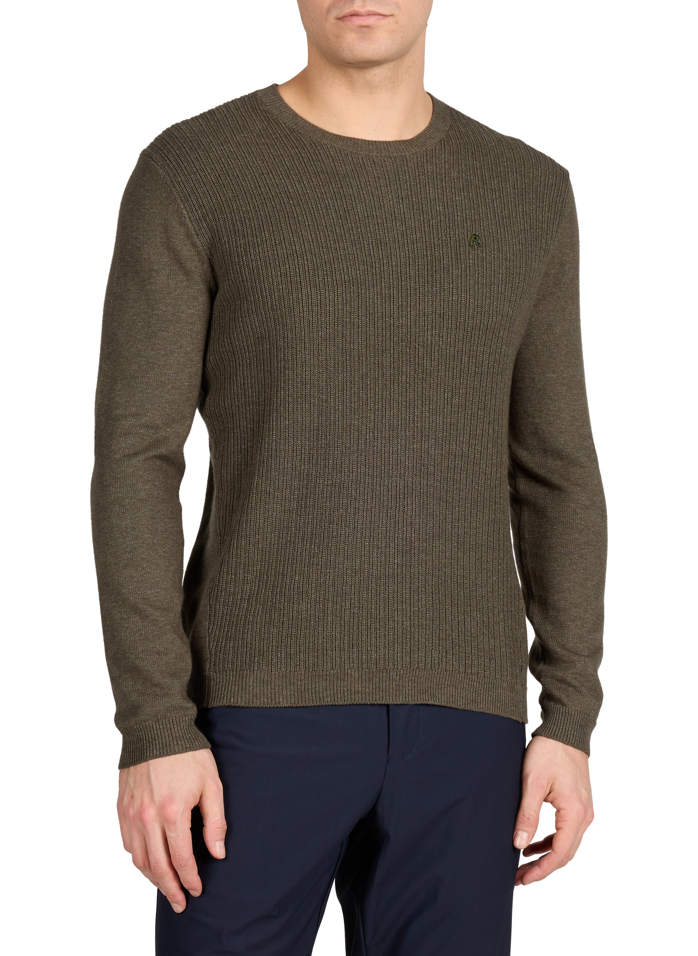 Pull droit côtelé en coton  REPLAY Kaki