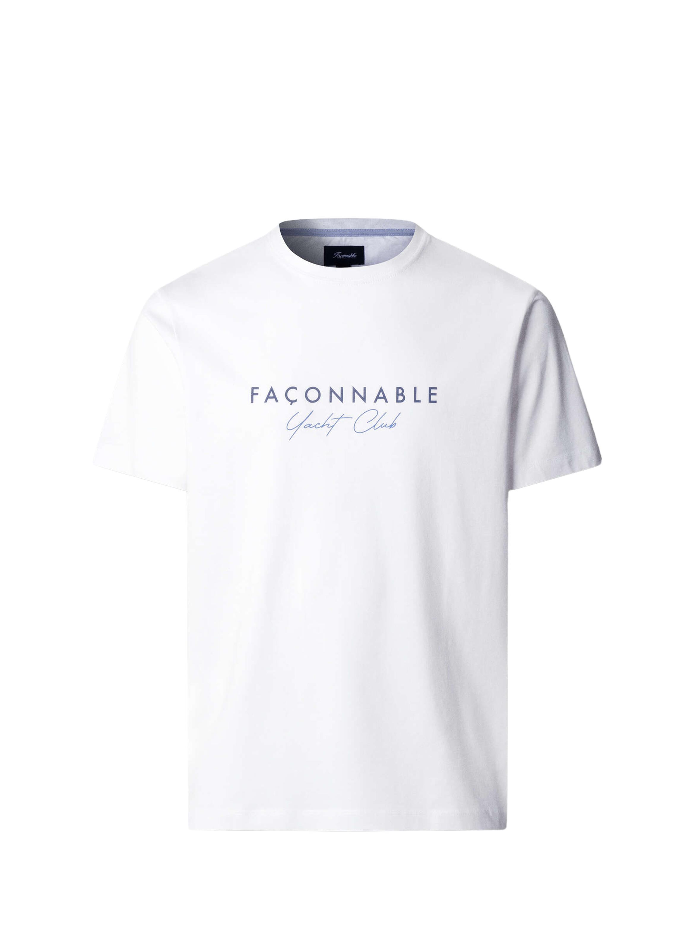 Round neck cotton brand t-shirt FACONNABLE White