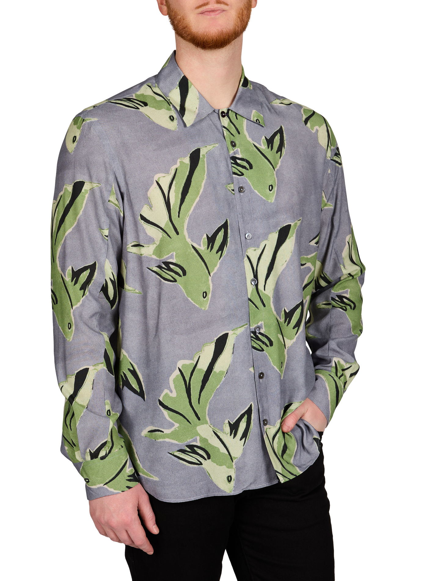 Flowy fish print shirt PAUL SMITH Purple