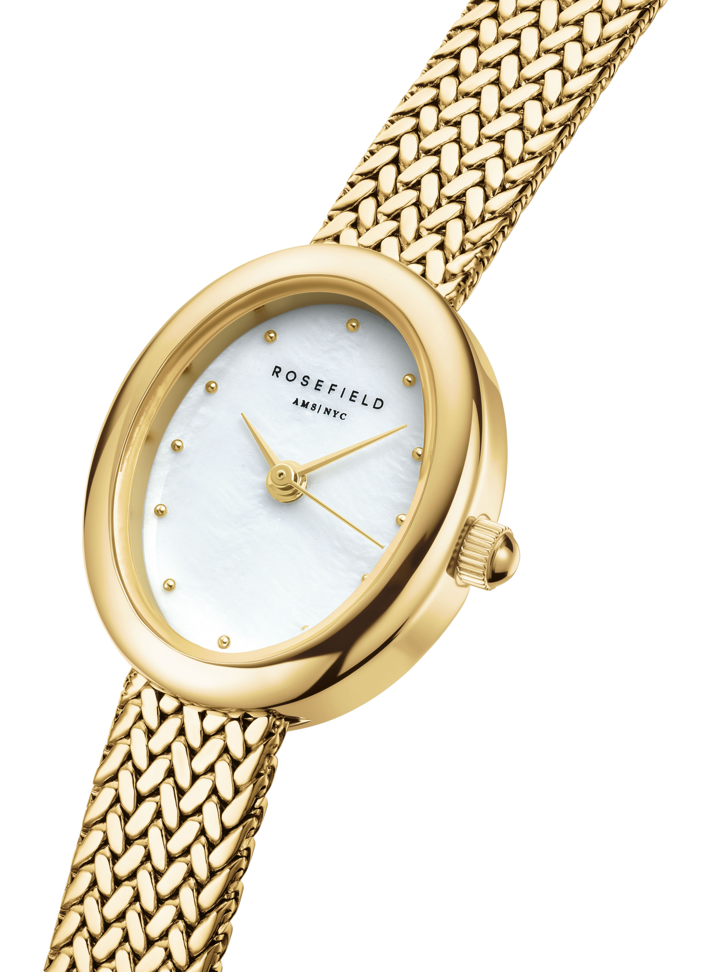 Montre classique Mini Oval en acier inoxydable ROSEFIELD Blanc