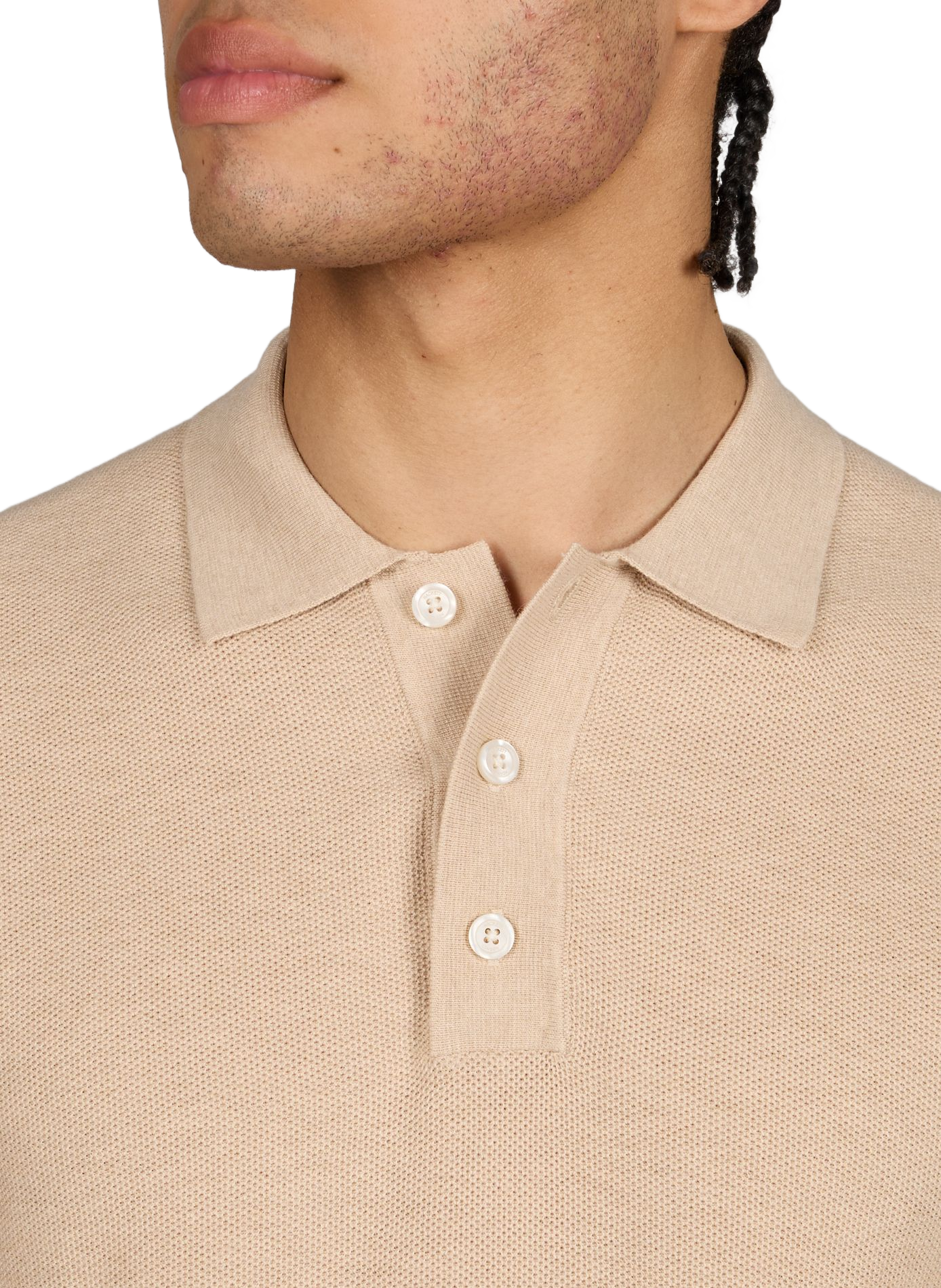 Short-sleeved polo in piqué cotton and cashmere HACKETT Beige