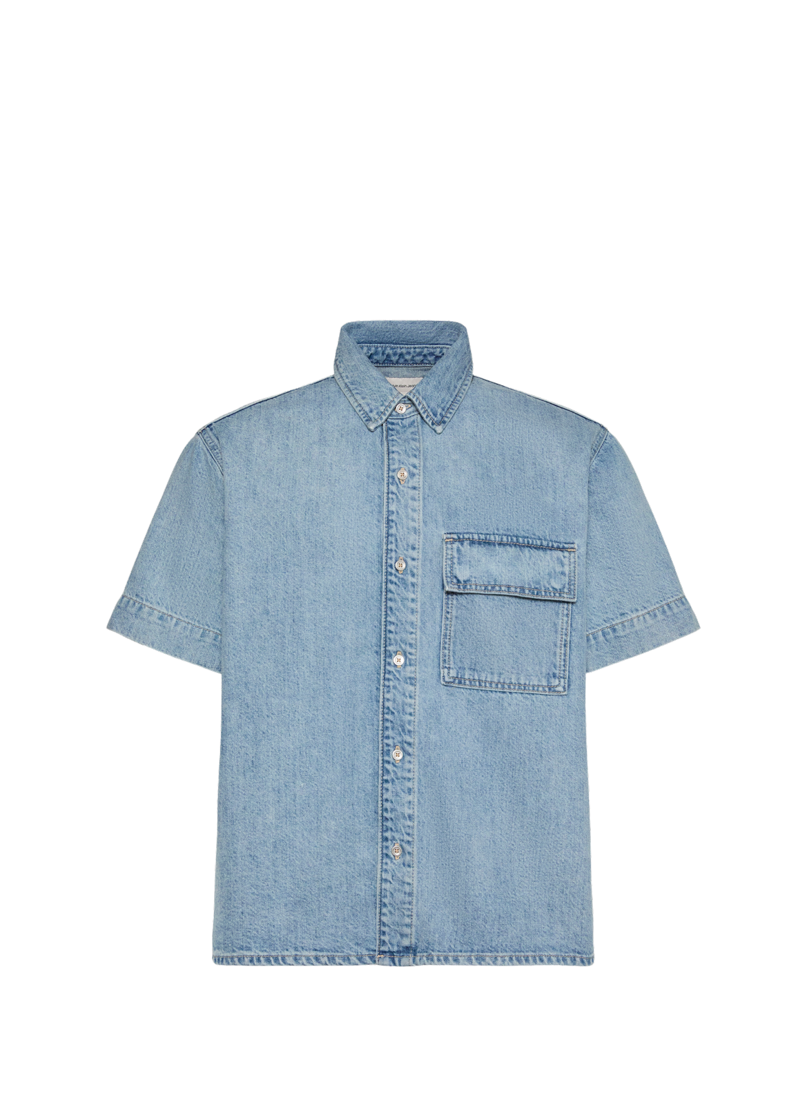 Jeanshemd aus Baumwolle und Leinen CALVIN KLEIN Blau