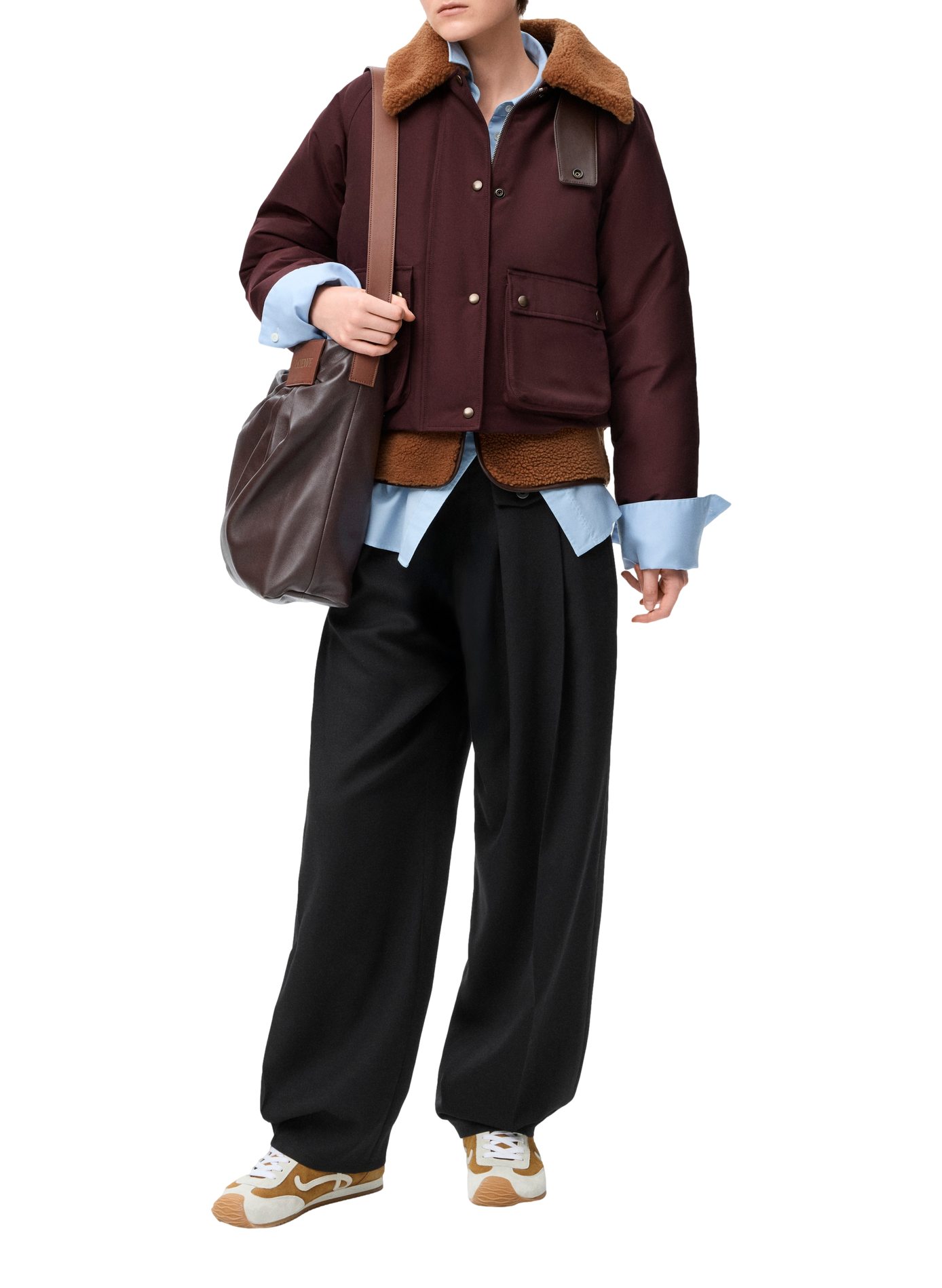 Pantalon tailleur large en laine LOEWE Noir