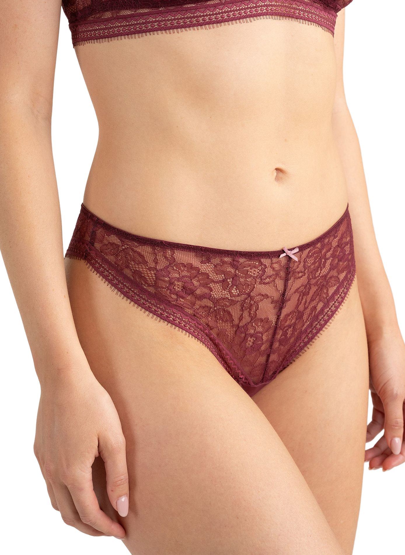 Openwork lace tanga with a cutout back PASSIONATA Red