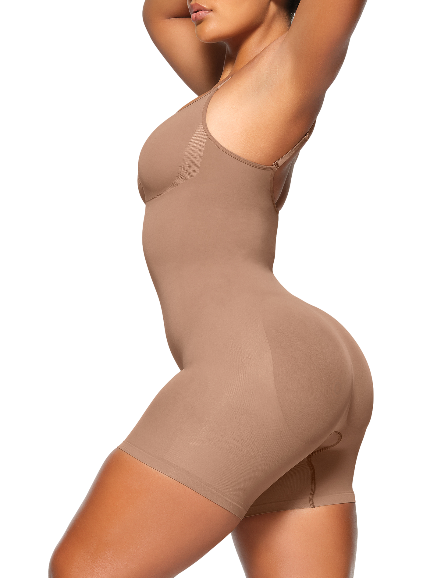 Solid color body shorty with adjustable straps SKIMS Brown