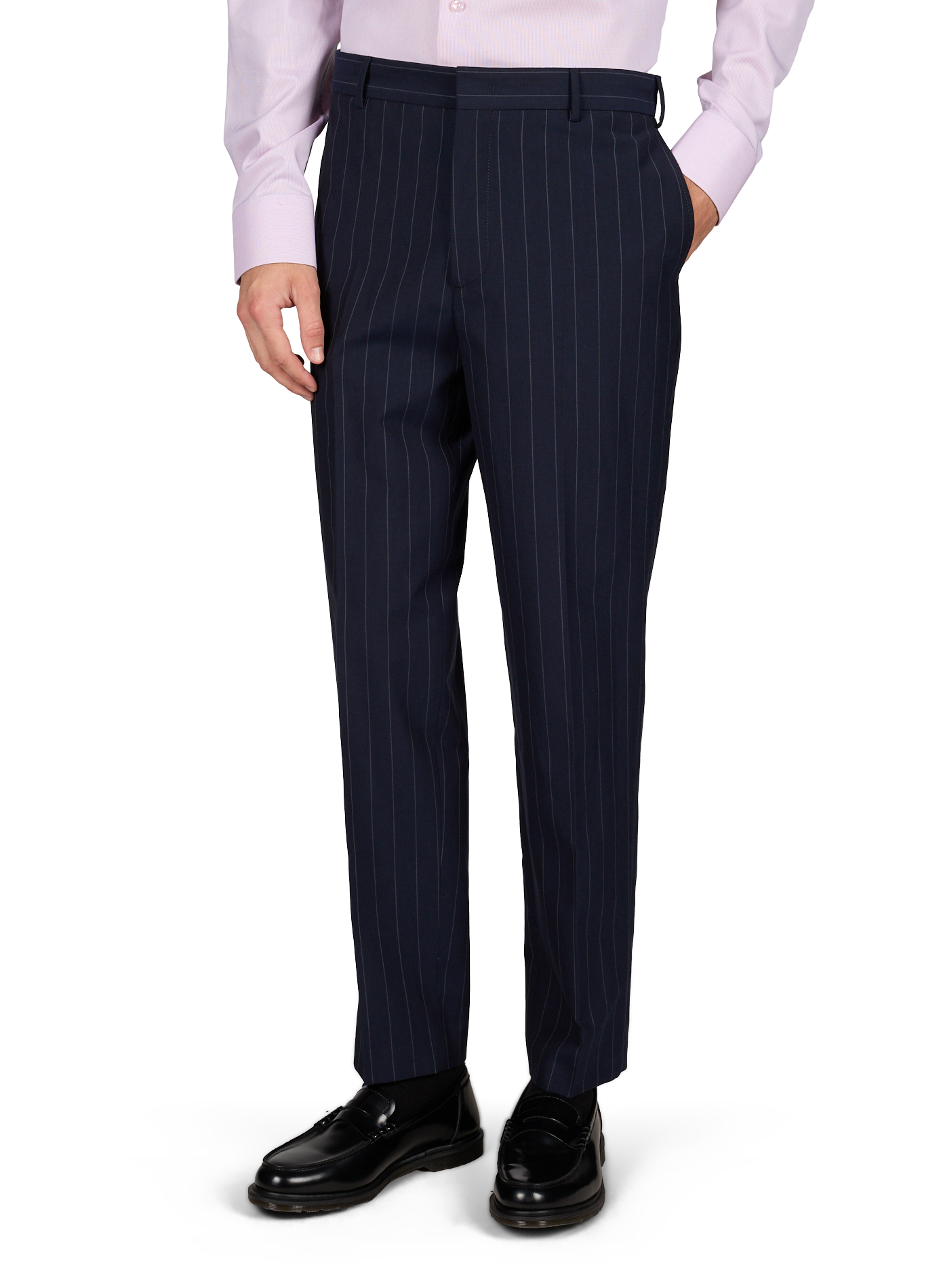 Pantalon à rayures en coton et laine vierge PT01 Bleu