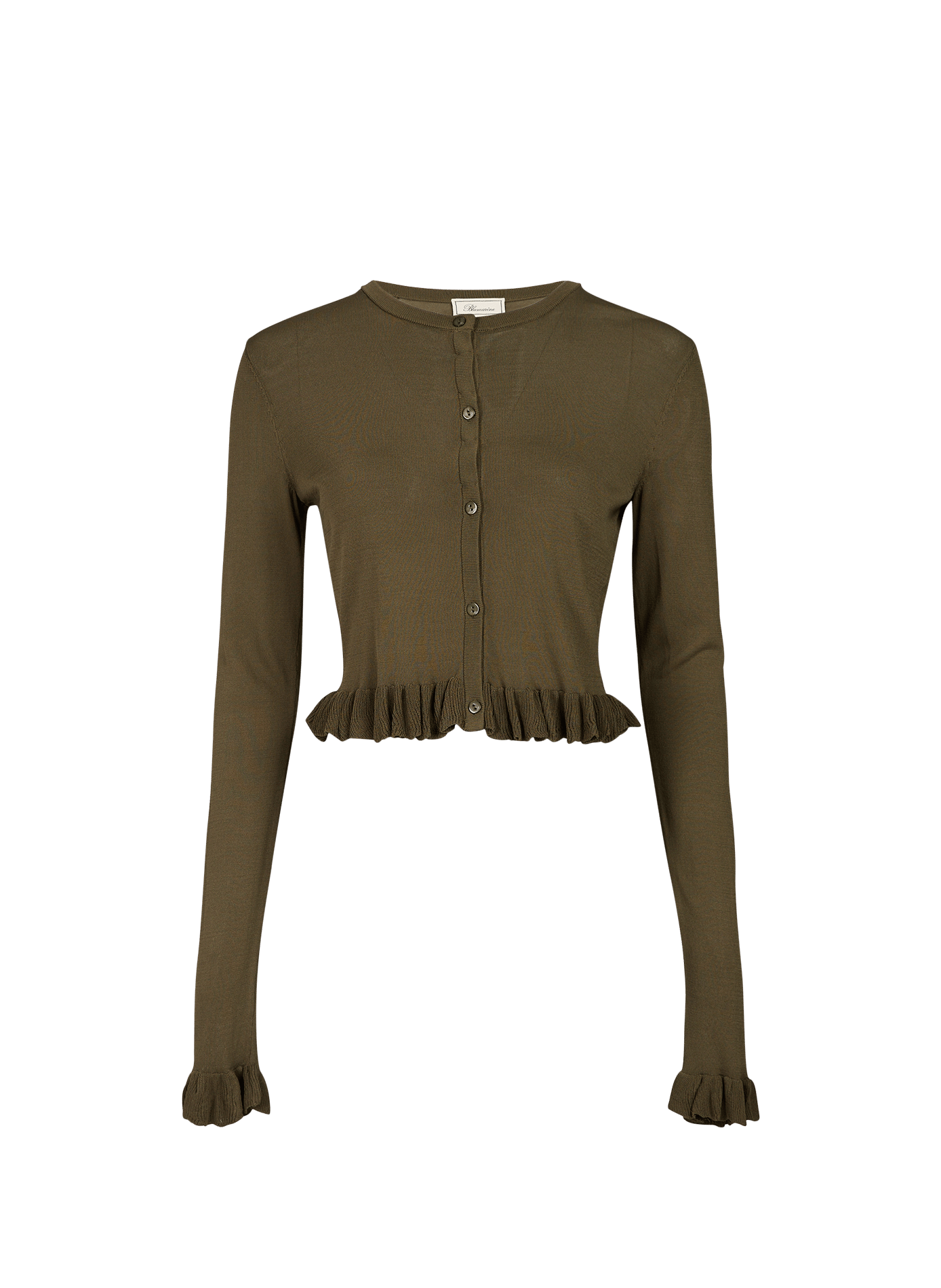 Finely ribbed round neck cardigan BLUMARINE Green