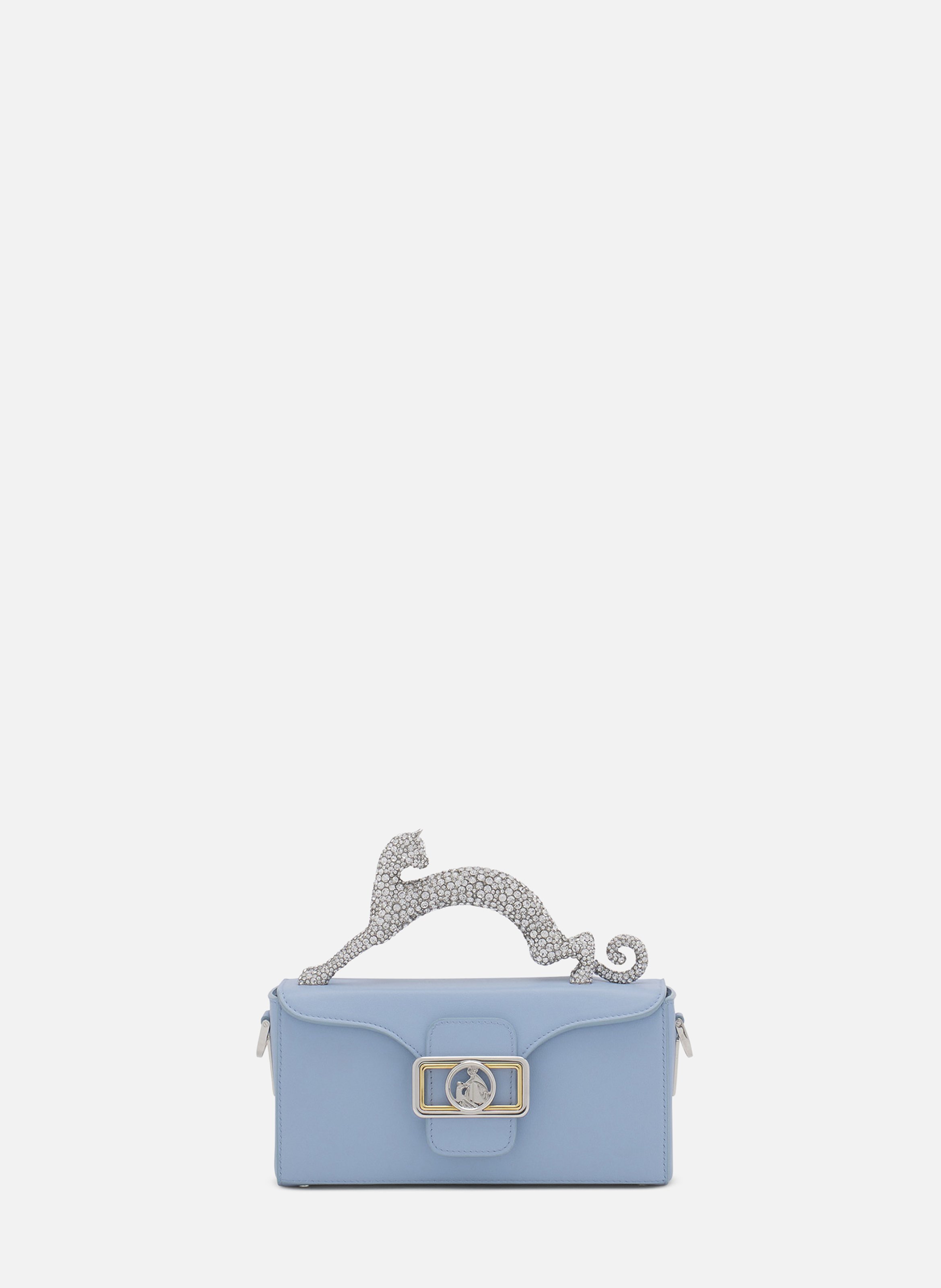Sac pencil cat nano en cuir et strass LANVIN Bleu