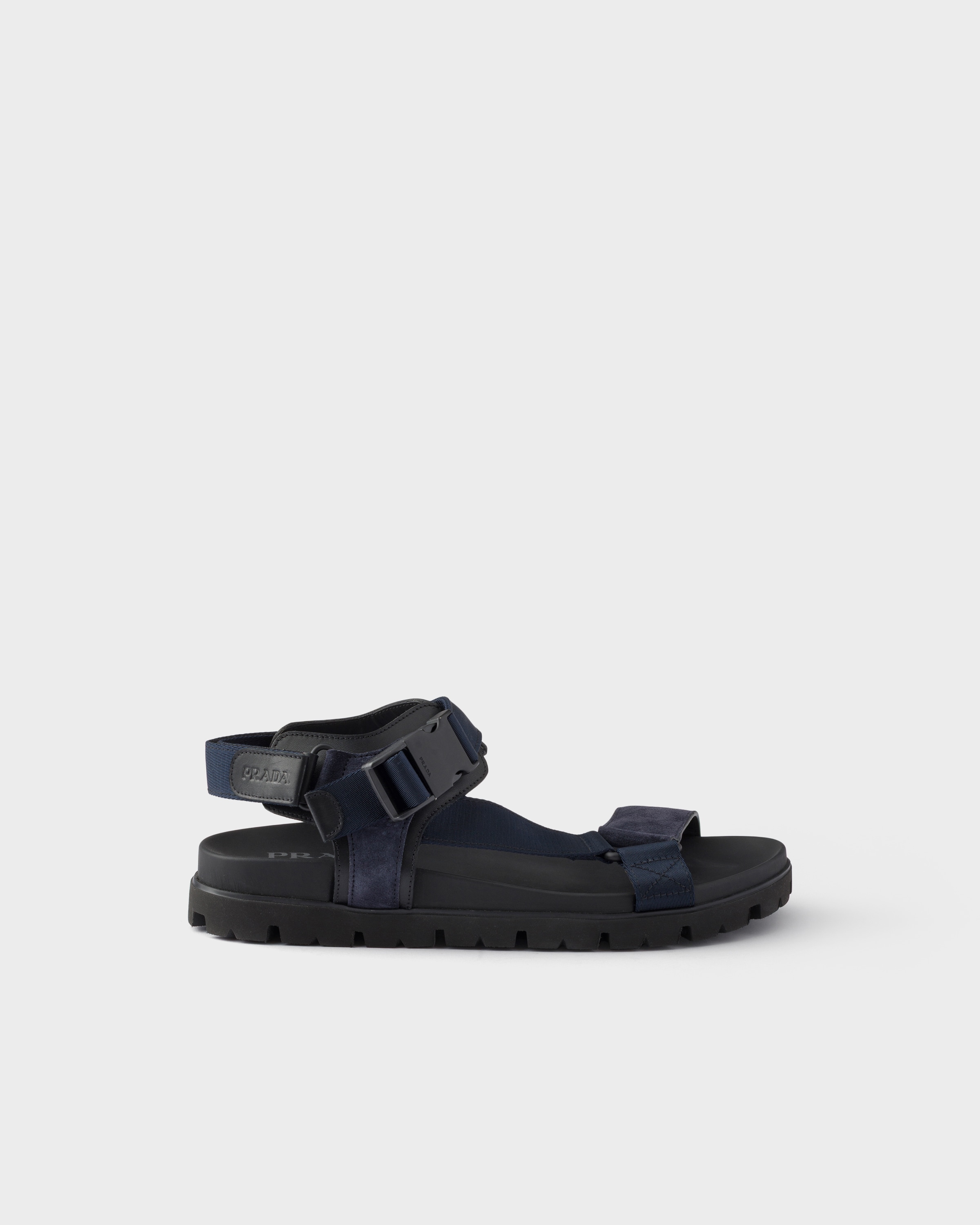 Sandale sportive en veau velours et toile PRADA Bleu