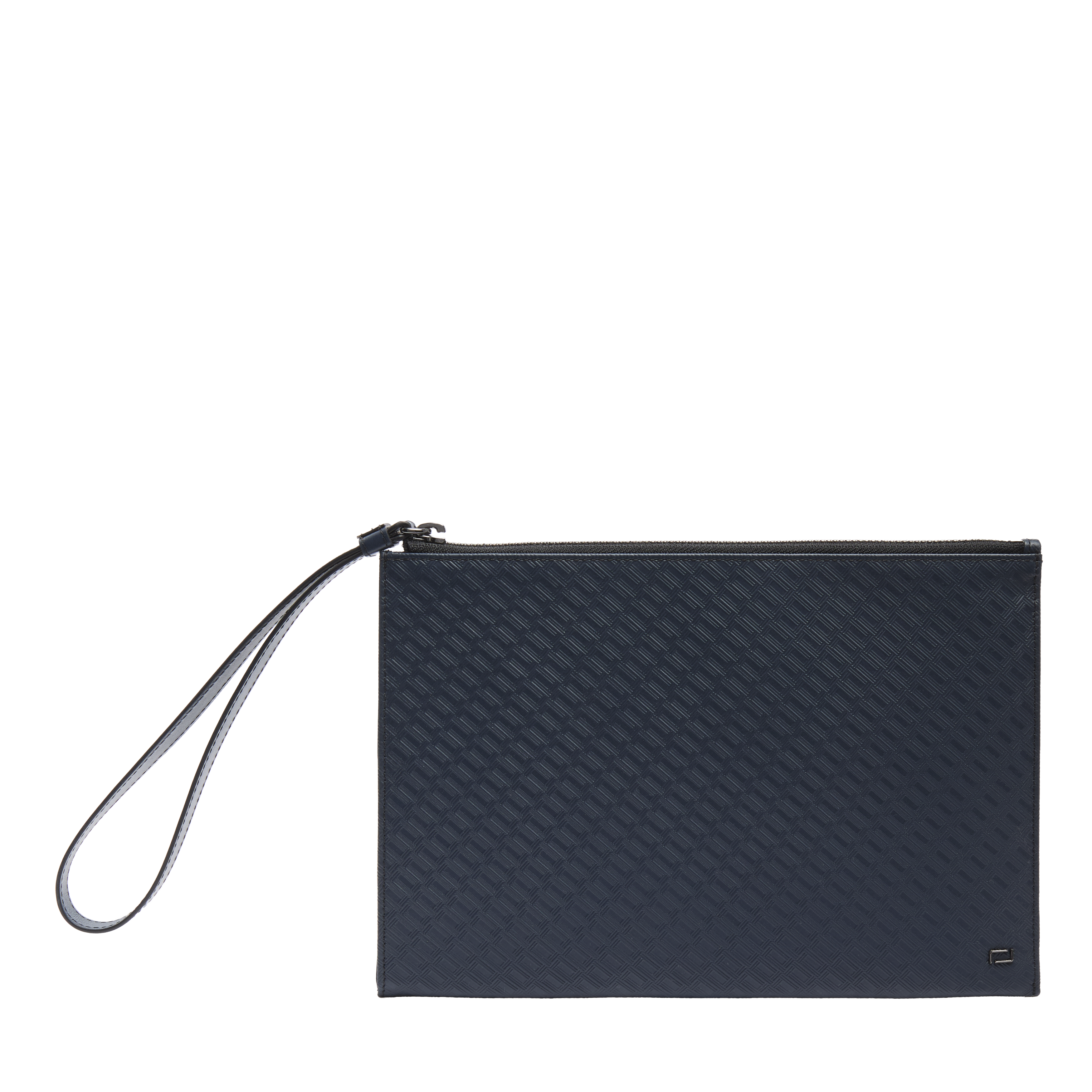 Lancel Leon clutch met geanimeerd micro monogramlogo: glad en reliëf kalfsleer LANCEL Blauw