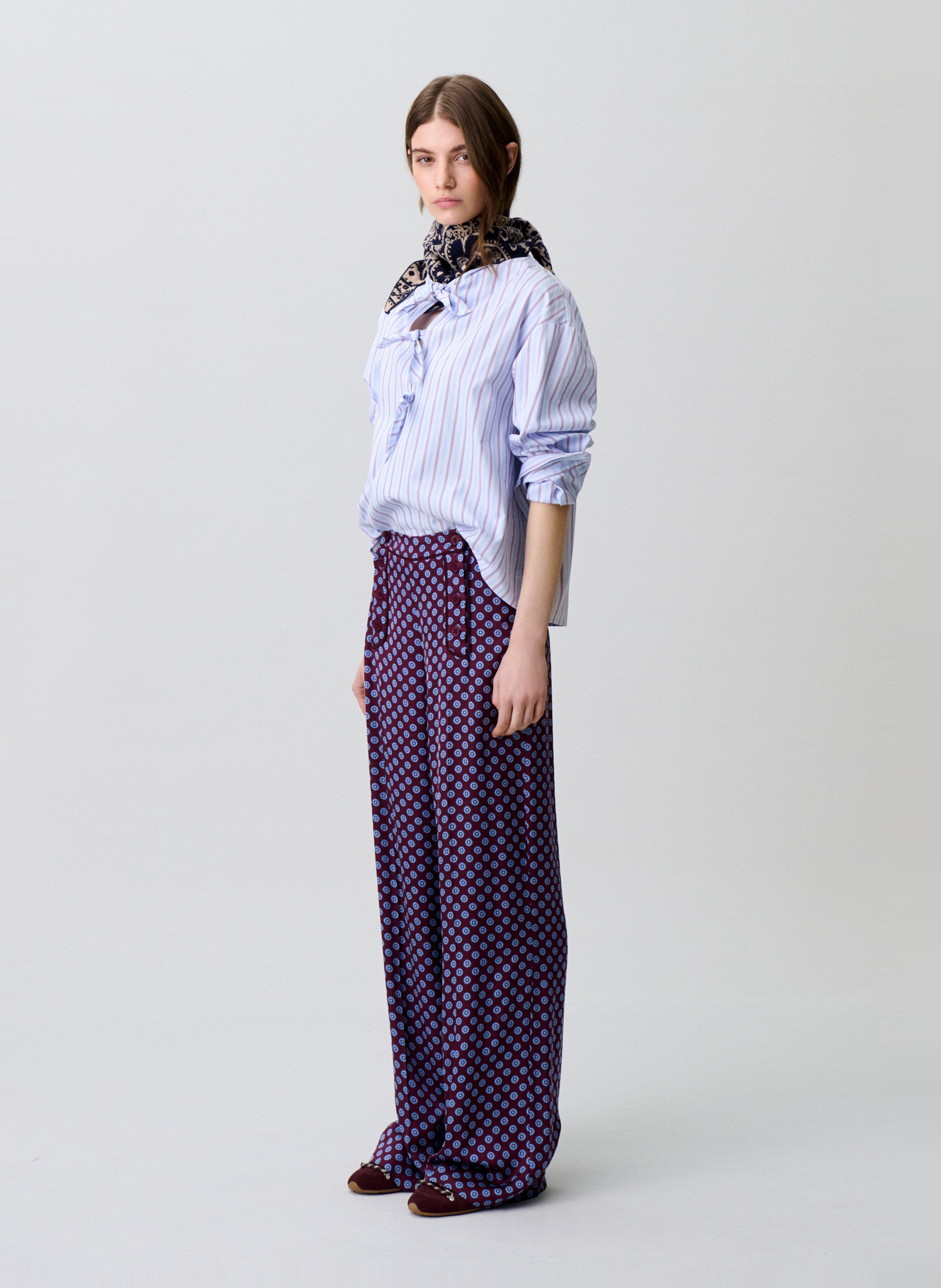 Pantalon large fluide imprimé CLAUDIE PIERLOT Rouge