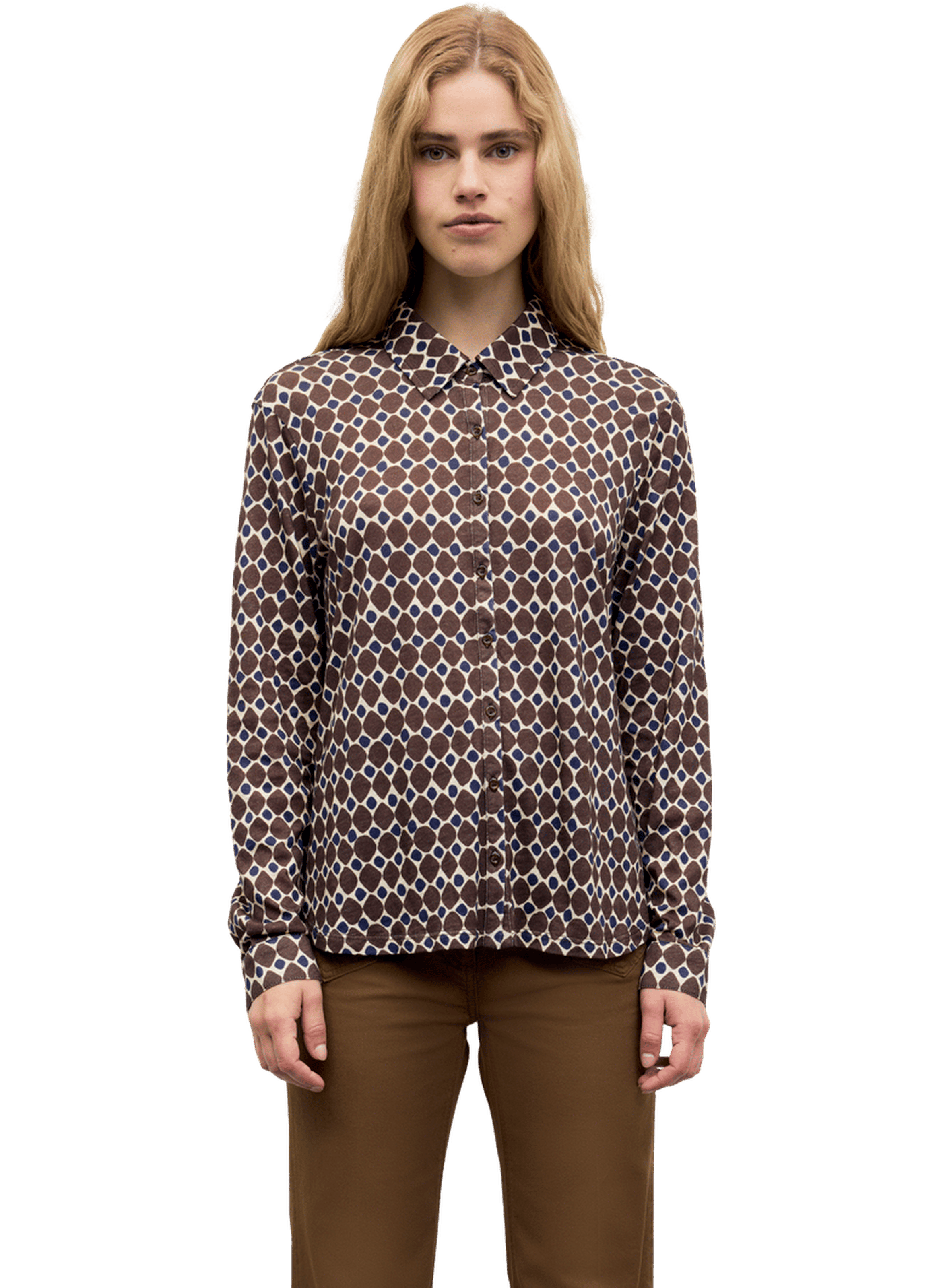 Chemise imprimée en coton et modal - babs GERARD DAREL Marron