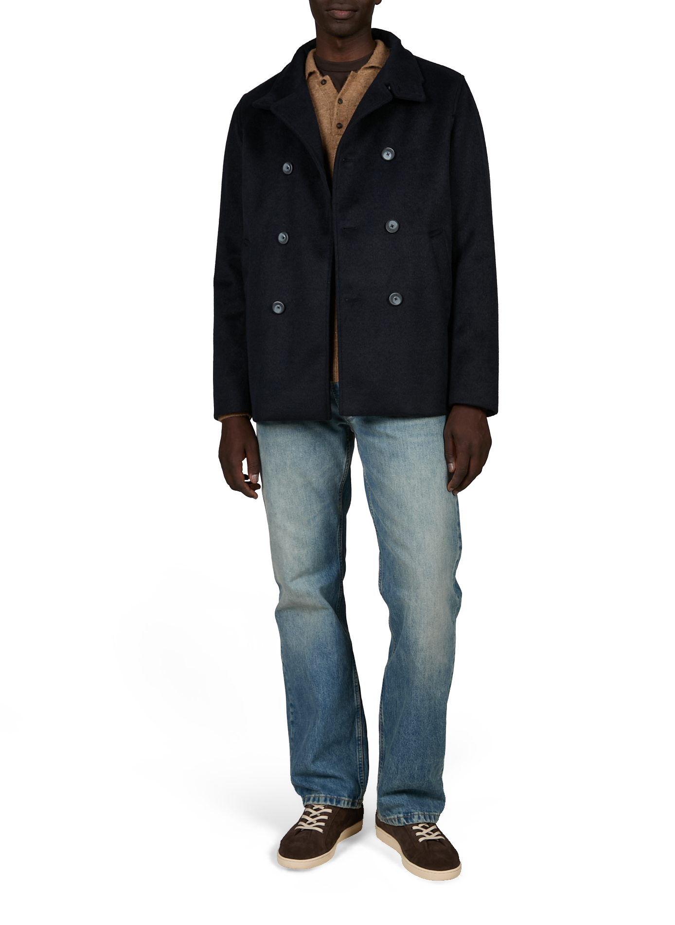Textured coat with high collar HERNO Blue