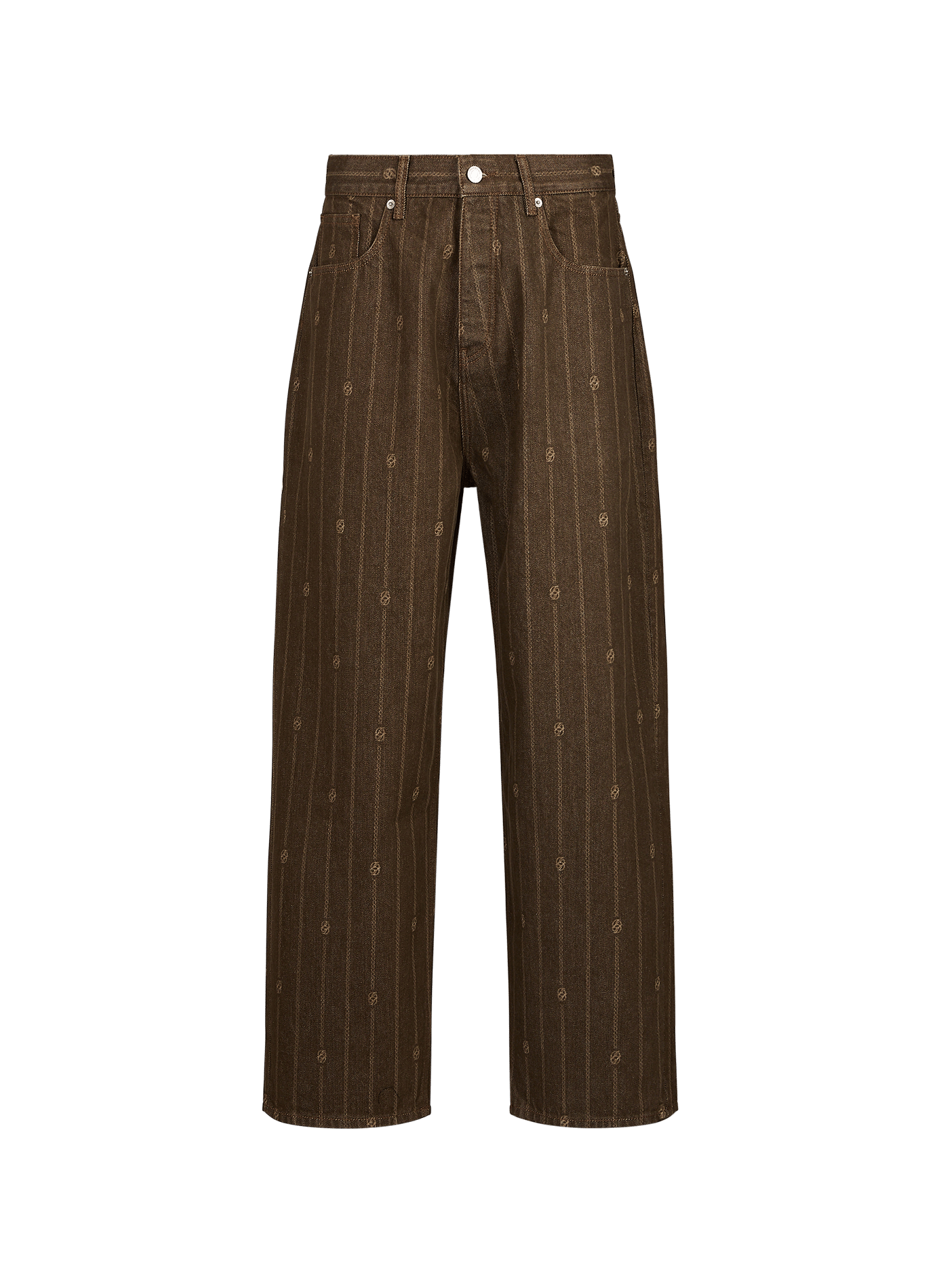 Baggy Monogram Cotton Jeans DROLE DE MONSIEUR Brown