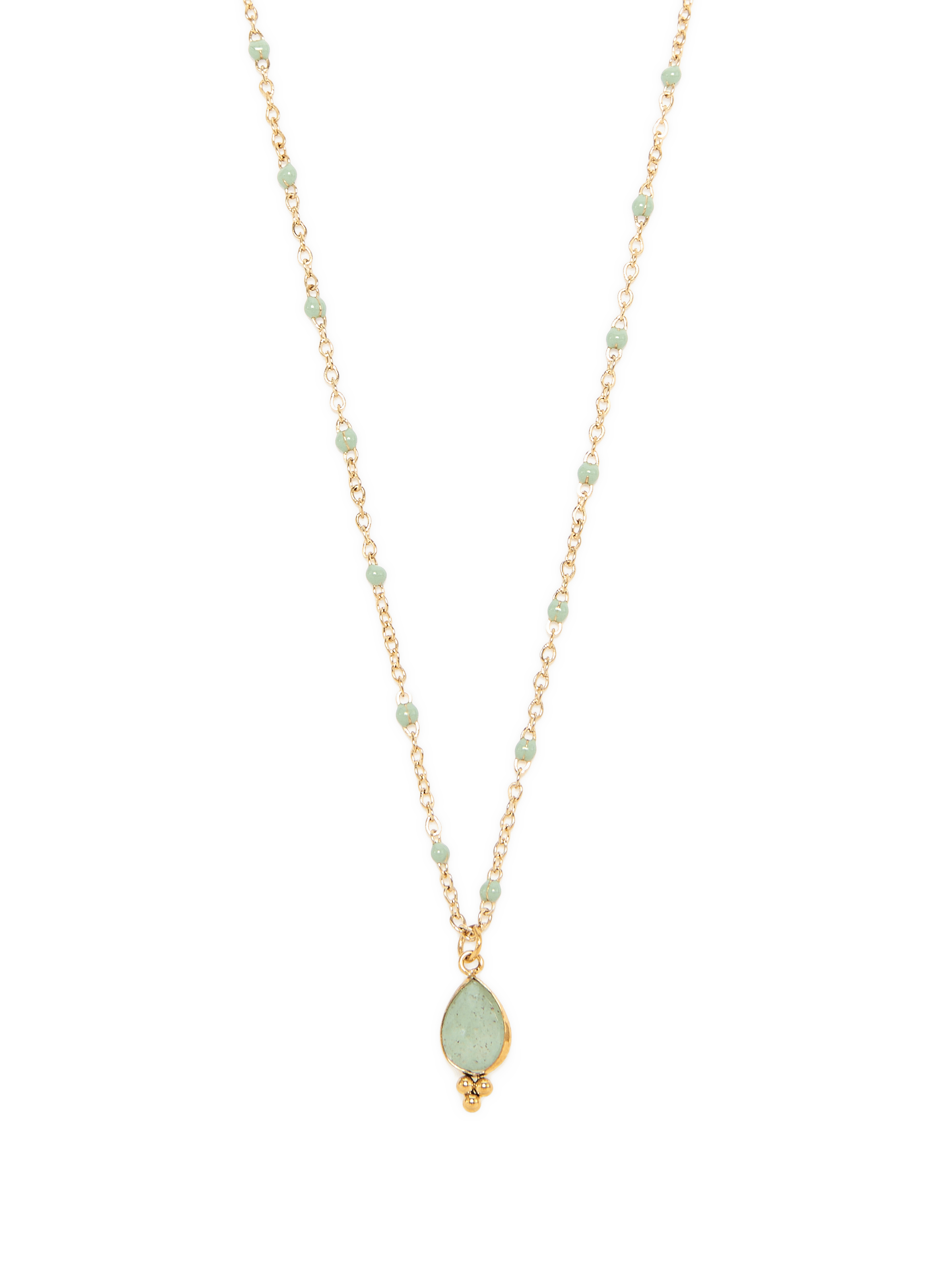 Collier avec pierres de gemmes AU PRINTEMPS PARIS Vert
