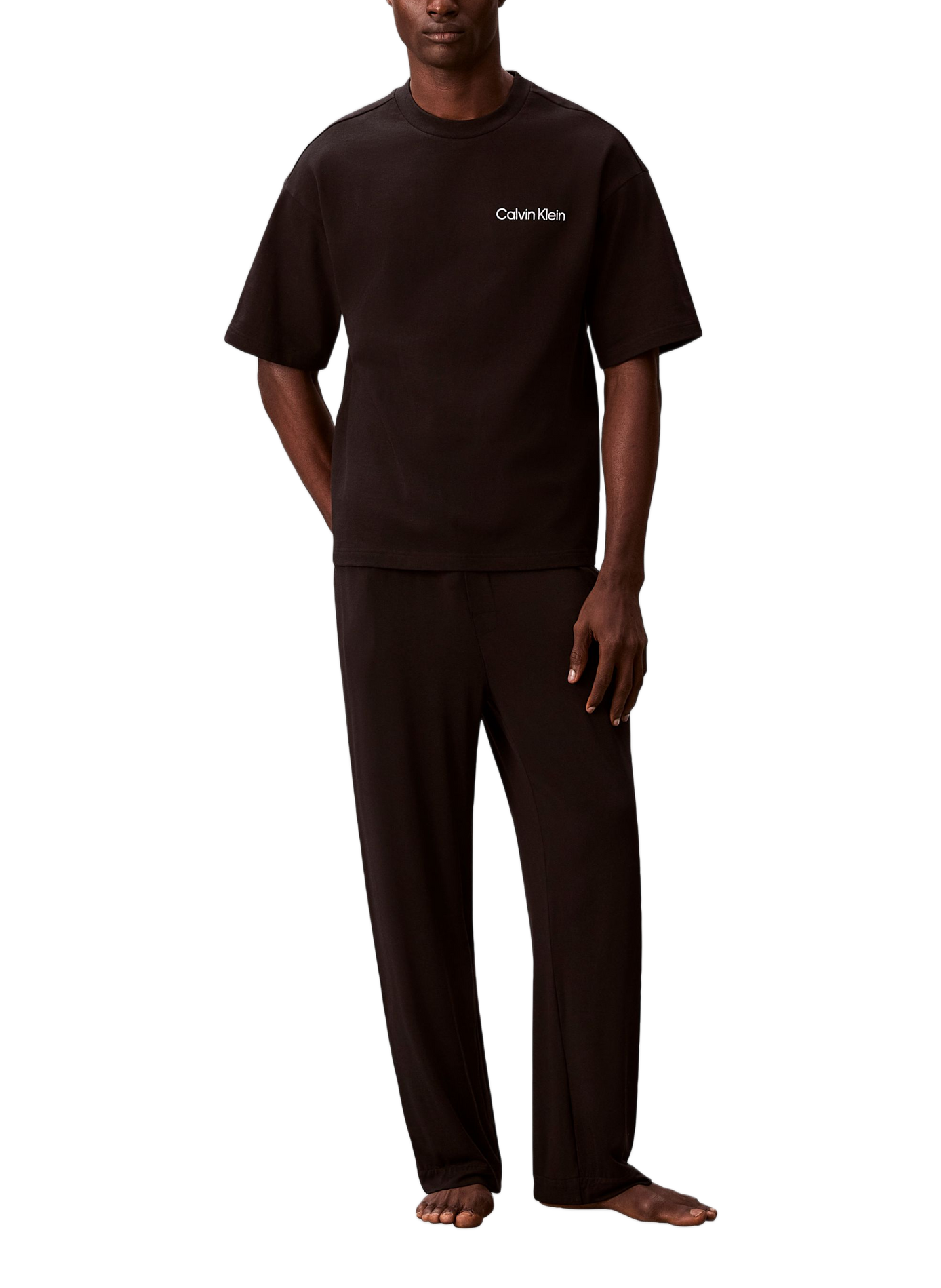 Pyjama-T-Shirt mit Logo aus Baumwollmischung CALVIN KLEIN Schwarz