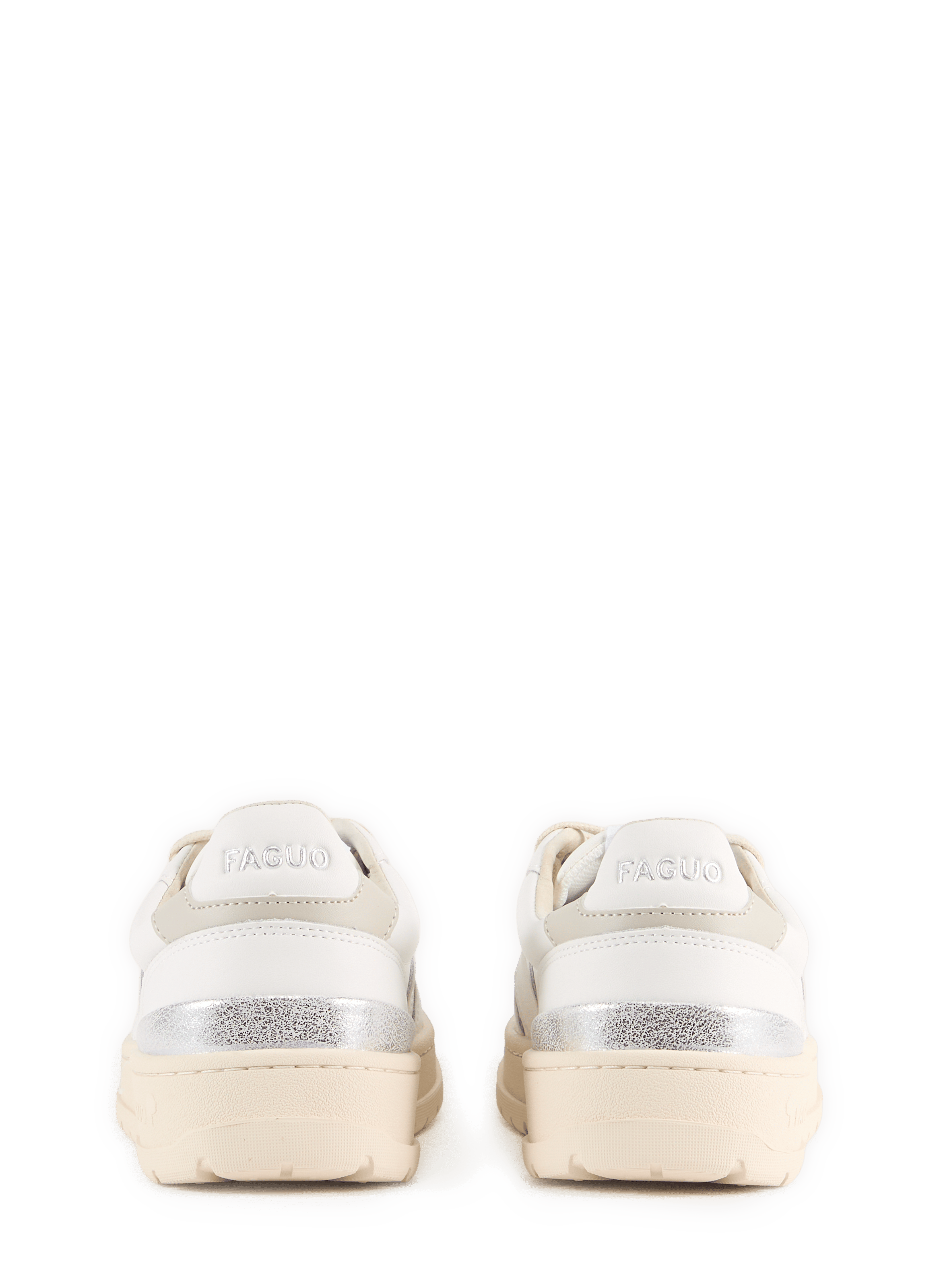 Mixed leather low-top sneakers FAGUO White