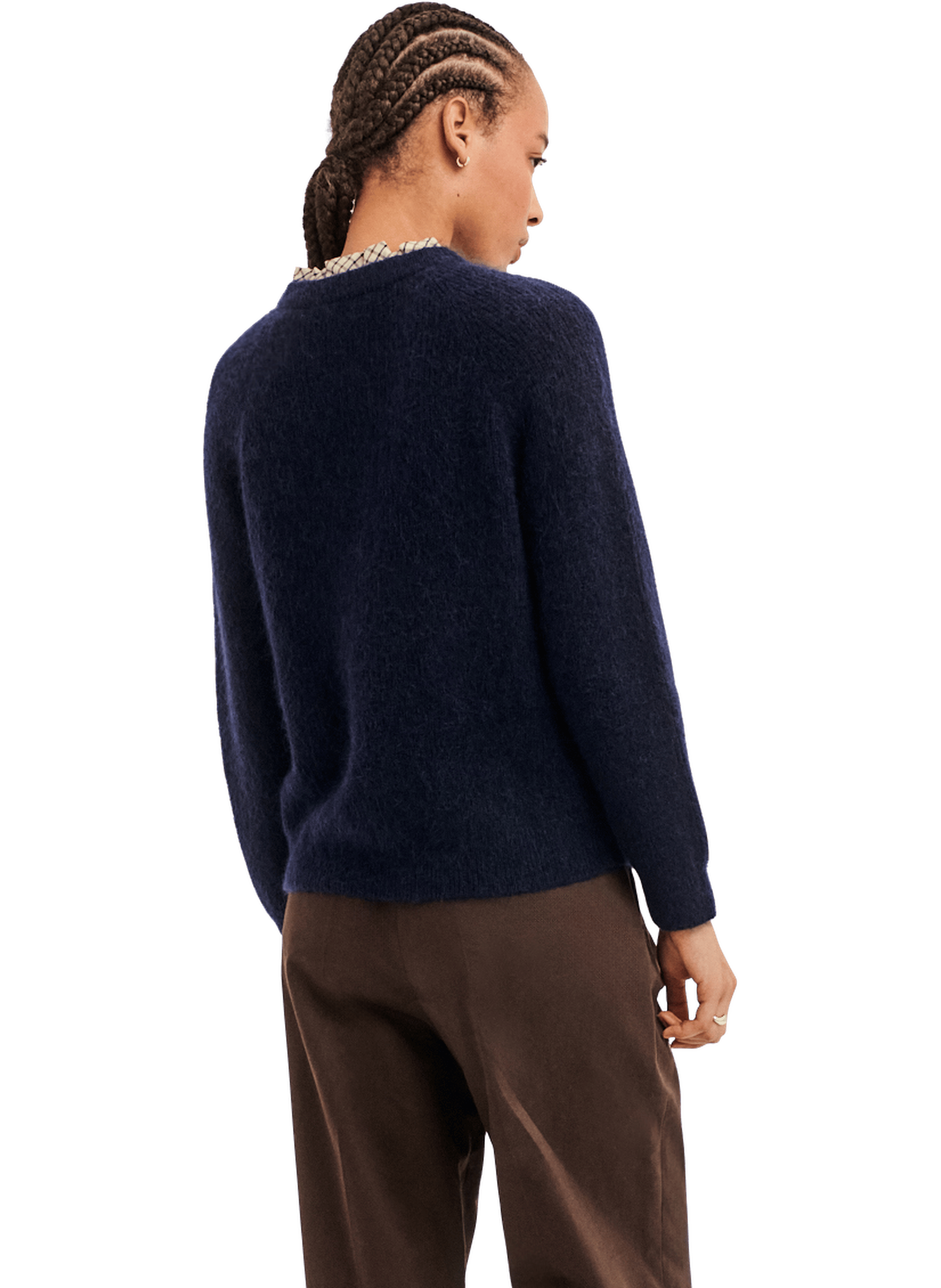 Pull en mohair à boutons et col brodé - ryla PABLO Bleu