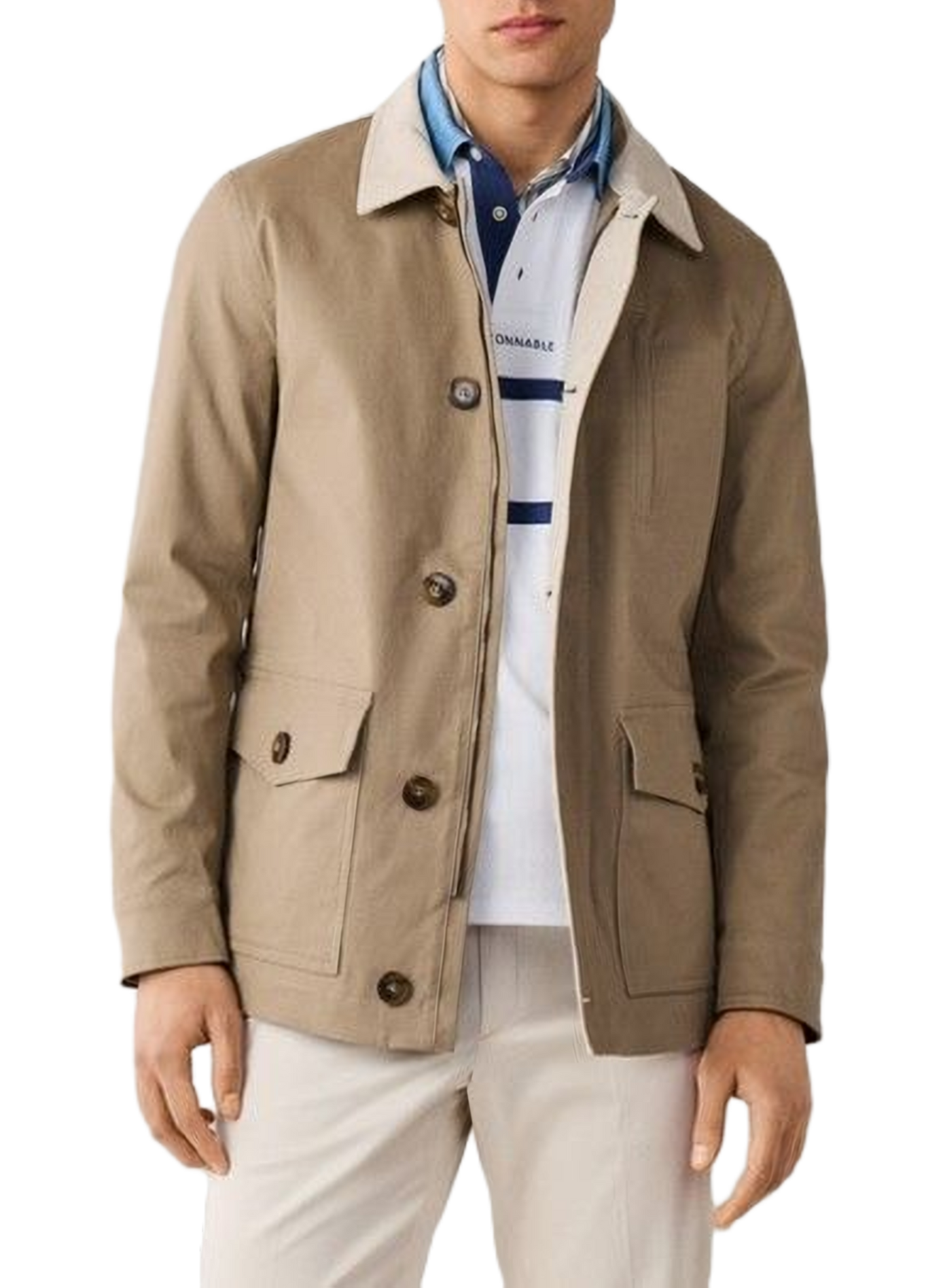 Oversized denim jacket FACONNABLE Beige