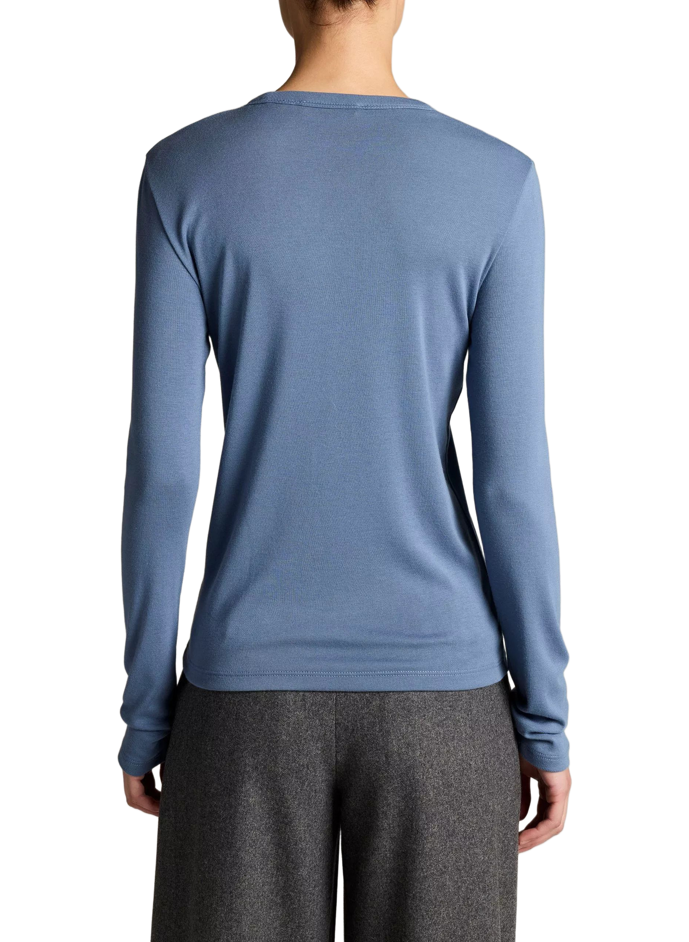 T-shirt manches longues en mélange de coton Pima VINCE Bleu