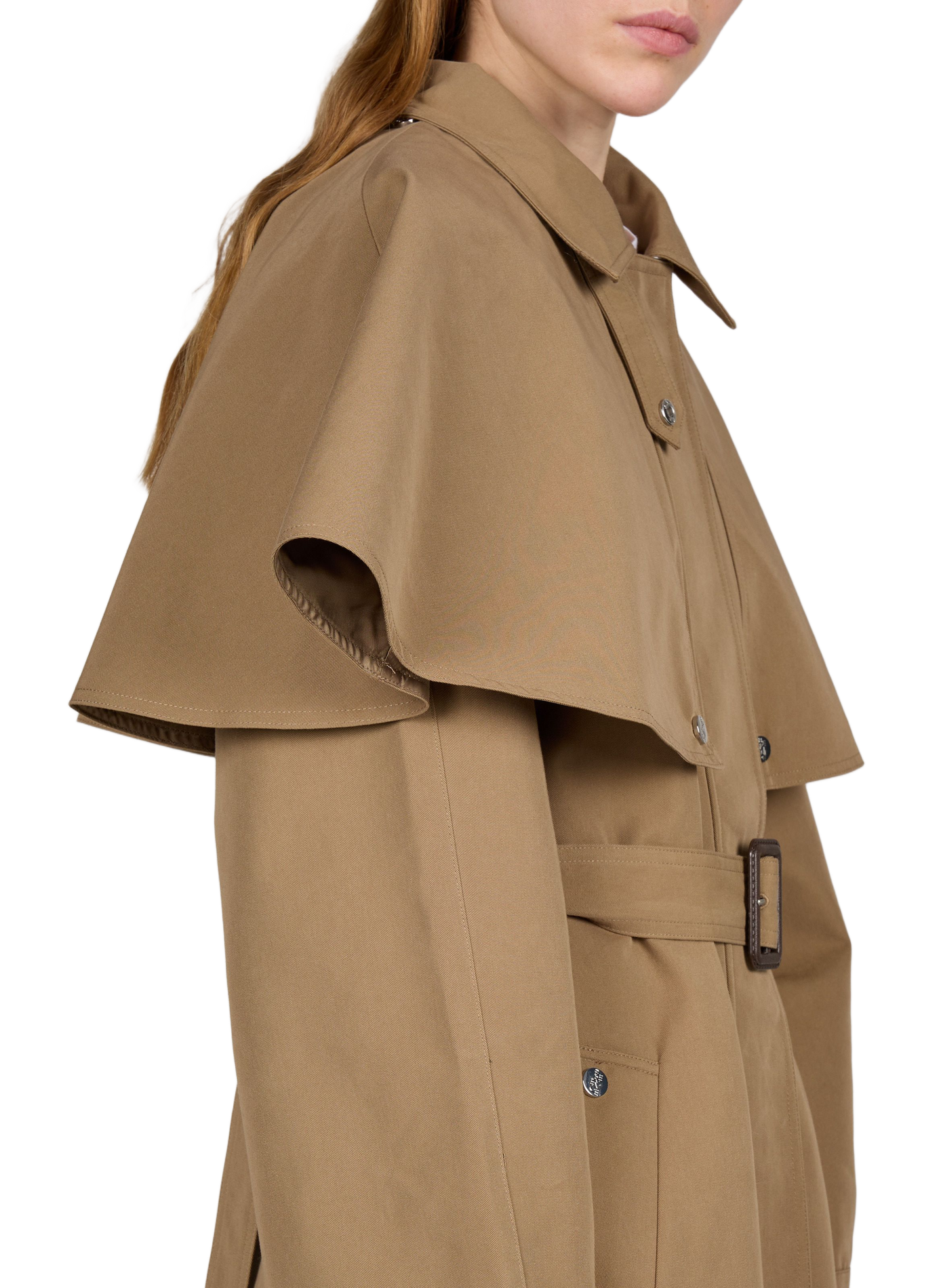 Long plain belted oversized trench coat BERENICE Brown