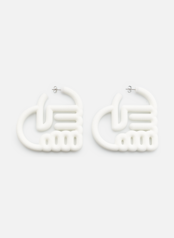 ESTER MANAS Logo earrings White