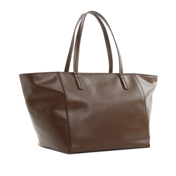 By Far Leather Tote Bag In Brown