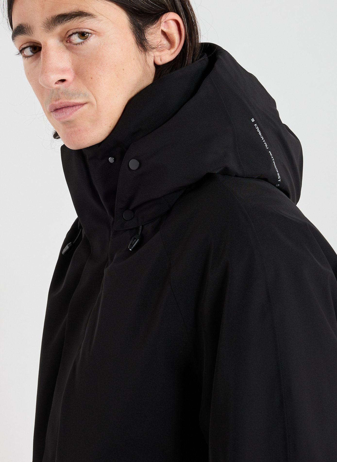 Parka with high collar and removable hood KRAKATAU Black