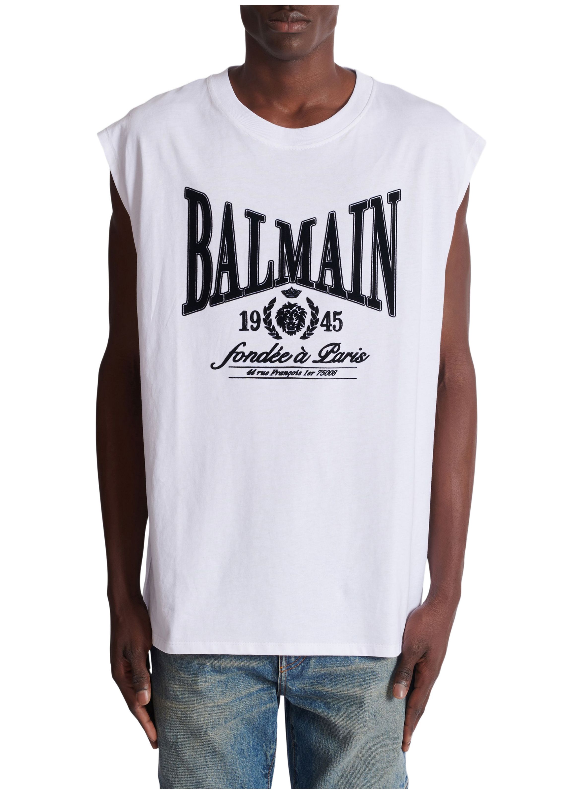 Débardeur décontracté avec imprimé BALMAIN Blanc