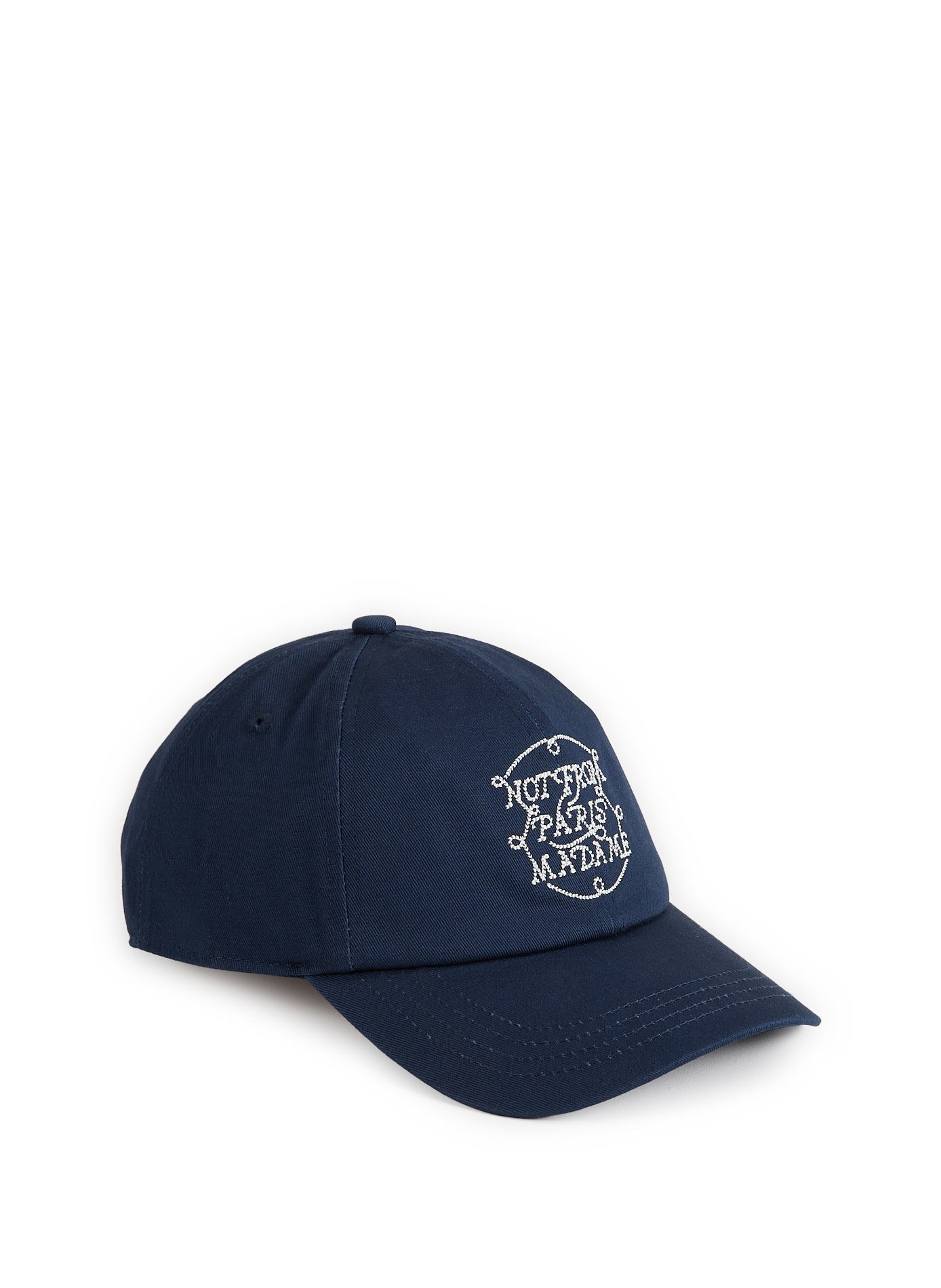 DROLE DE MONSIEUR Embroidered Logo Slogan Cap Blue