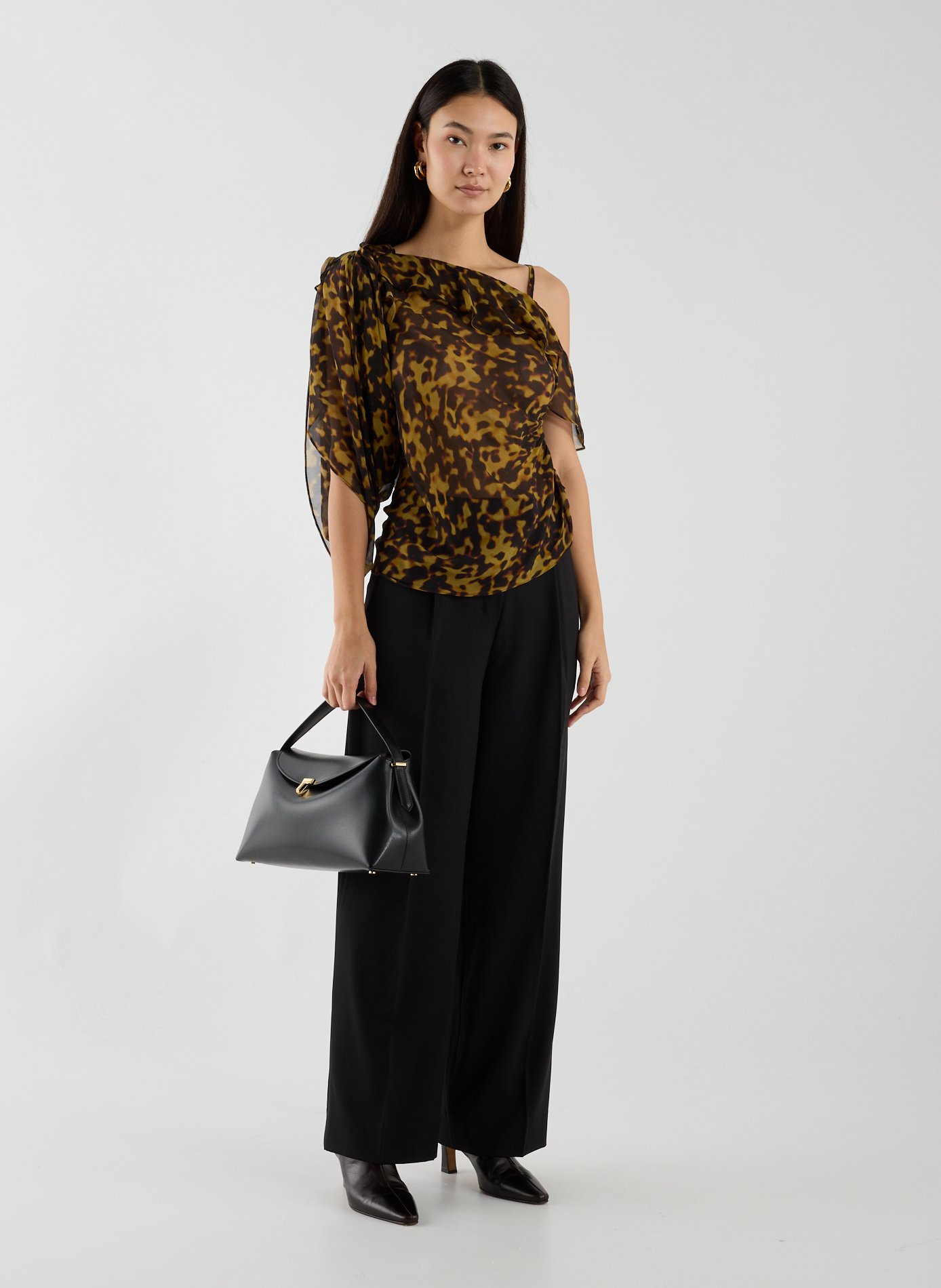 Handbag with removable leather shoulder strap TOTEME Black