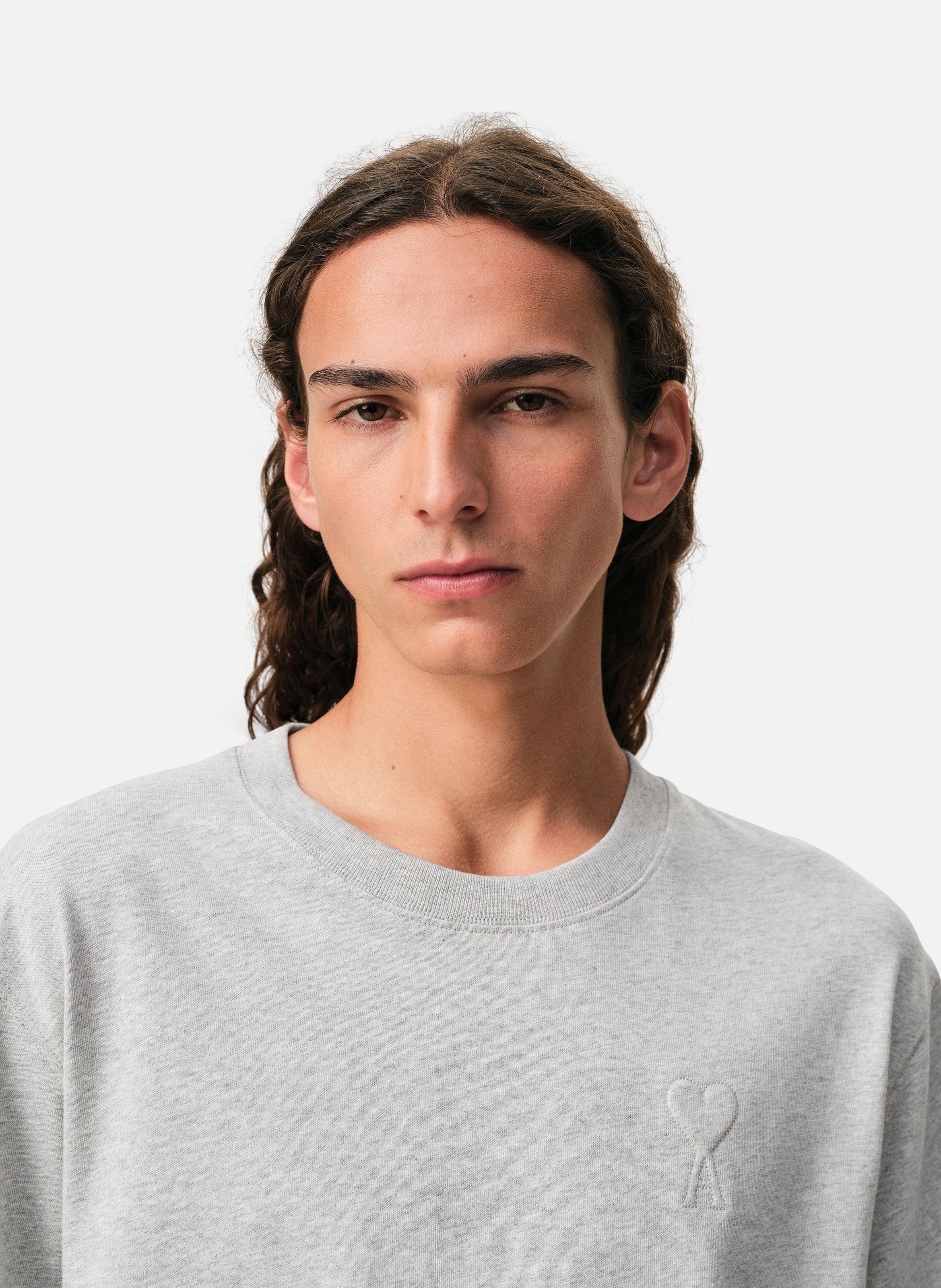 T-shirt unisexe en coton ami de coeur embossé AMI PARIS Gris