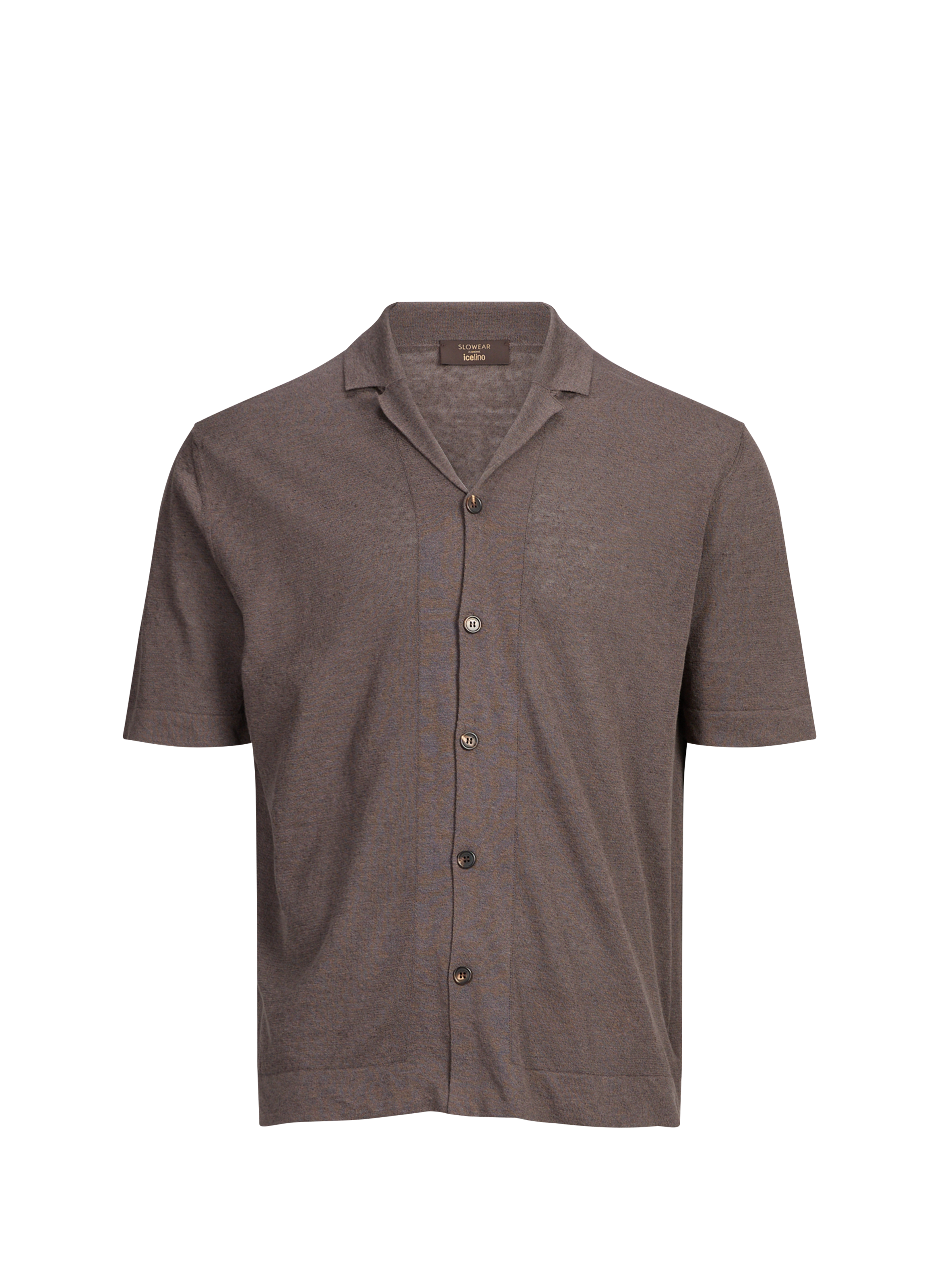 Short-sleeved shirt in linen and cotton SLOWEAR Brown