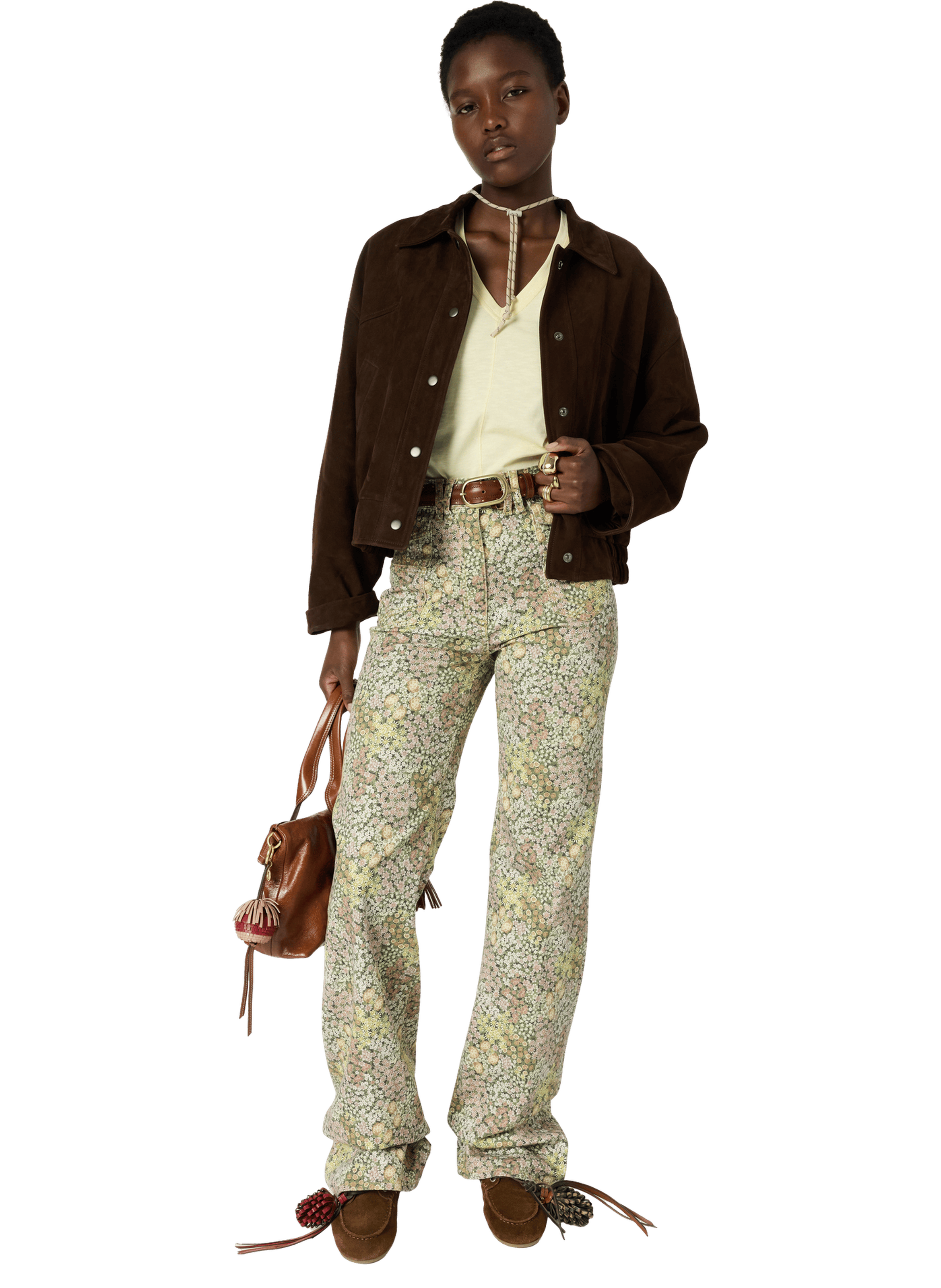 T-shirt V en coton - MARISA GERARD DAREL Jaune