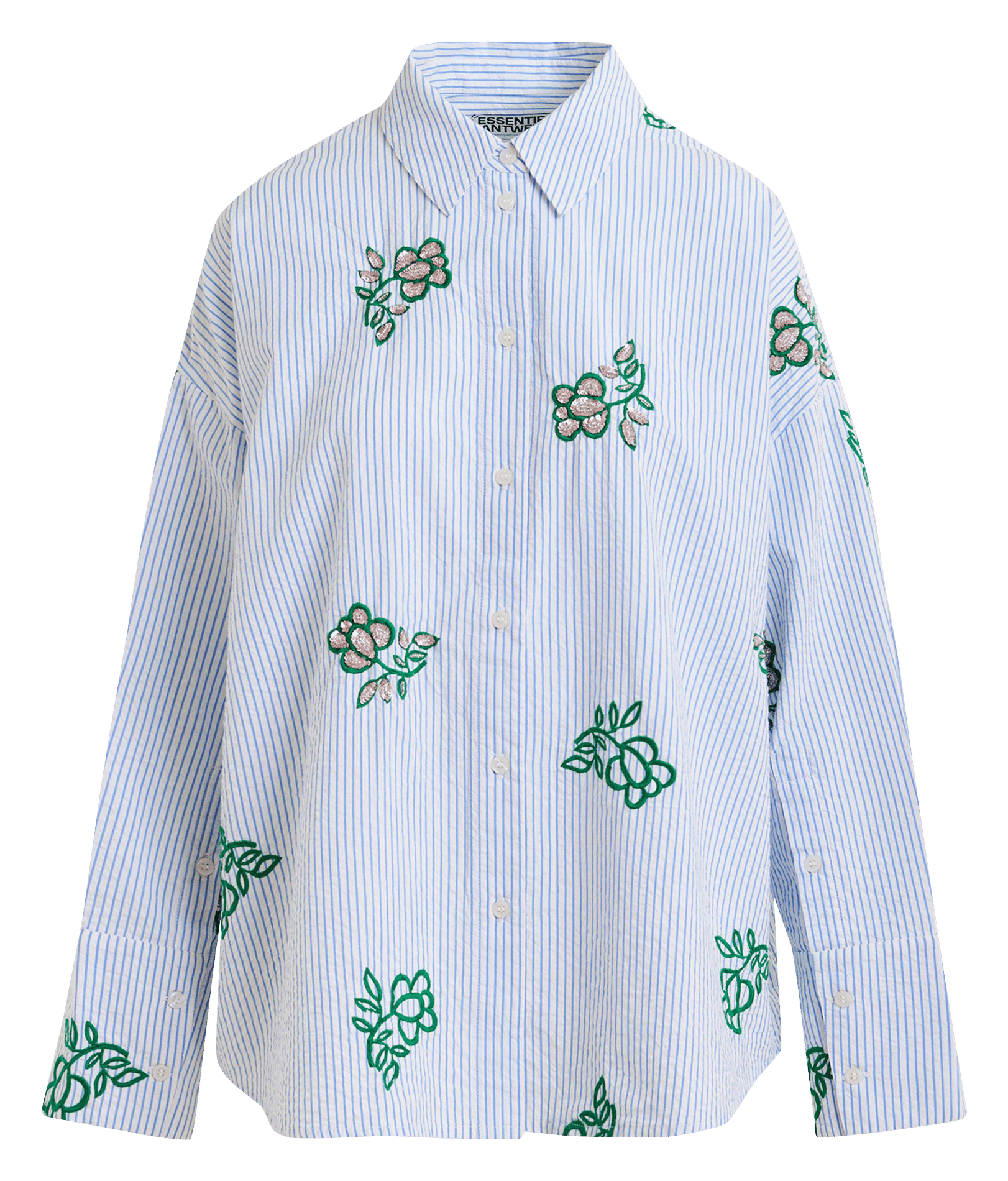 Chemise ample rayée à broderies Jalinki ESSENTIEL ANTWERP Blanc