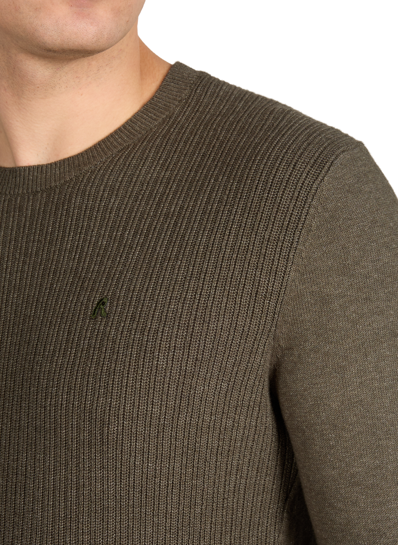 Pull droit côtelé en coton  REPLAY Kaki