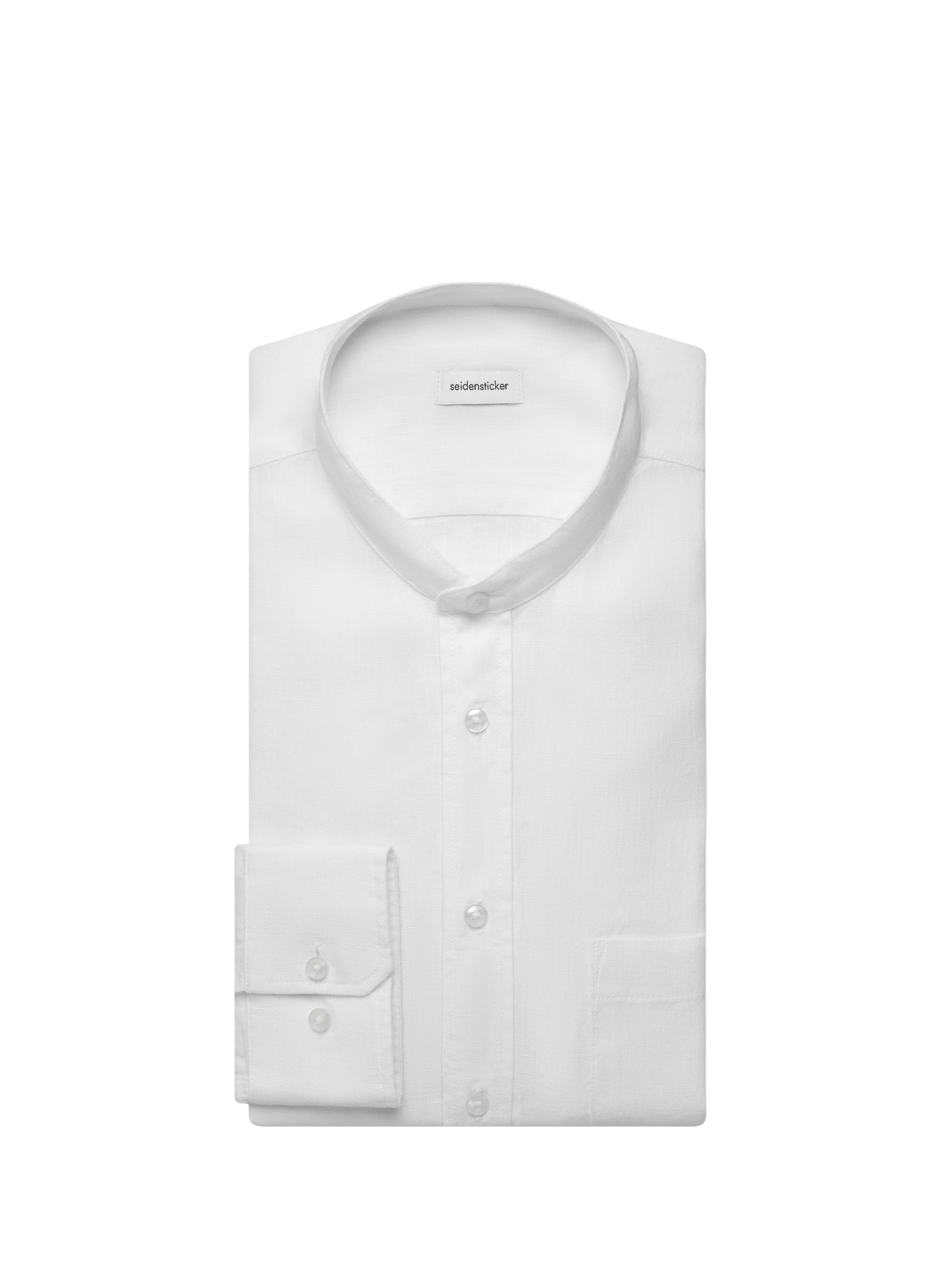 Chemise à col mao en coton SEIDENSTICKER Blanc