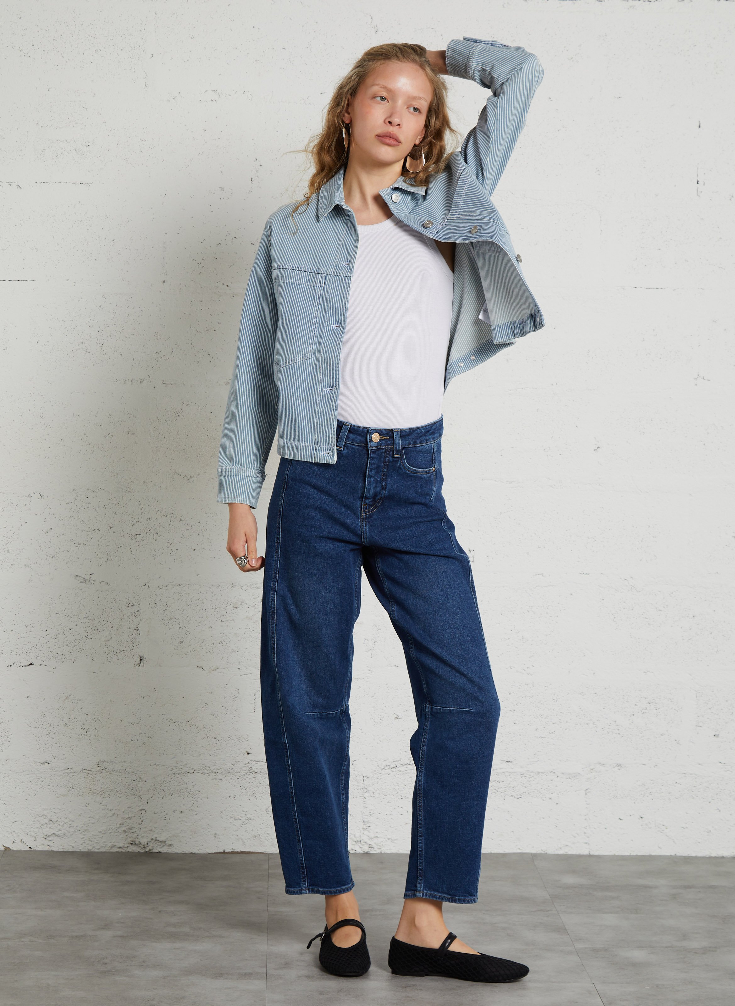 Jean ballon taille haute uni robinson MAISON 123 Bleu