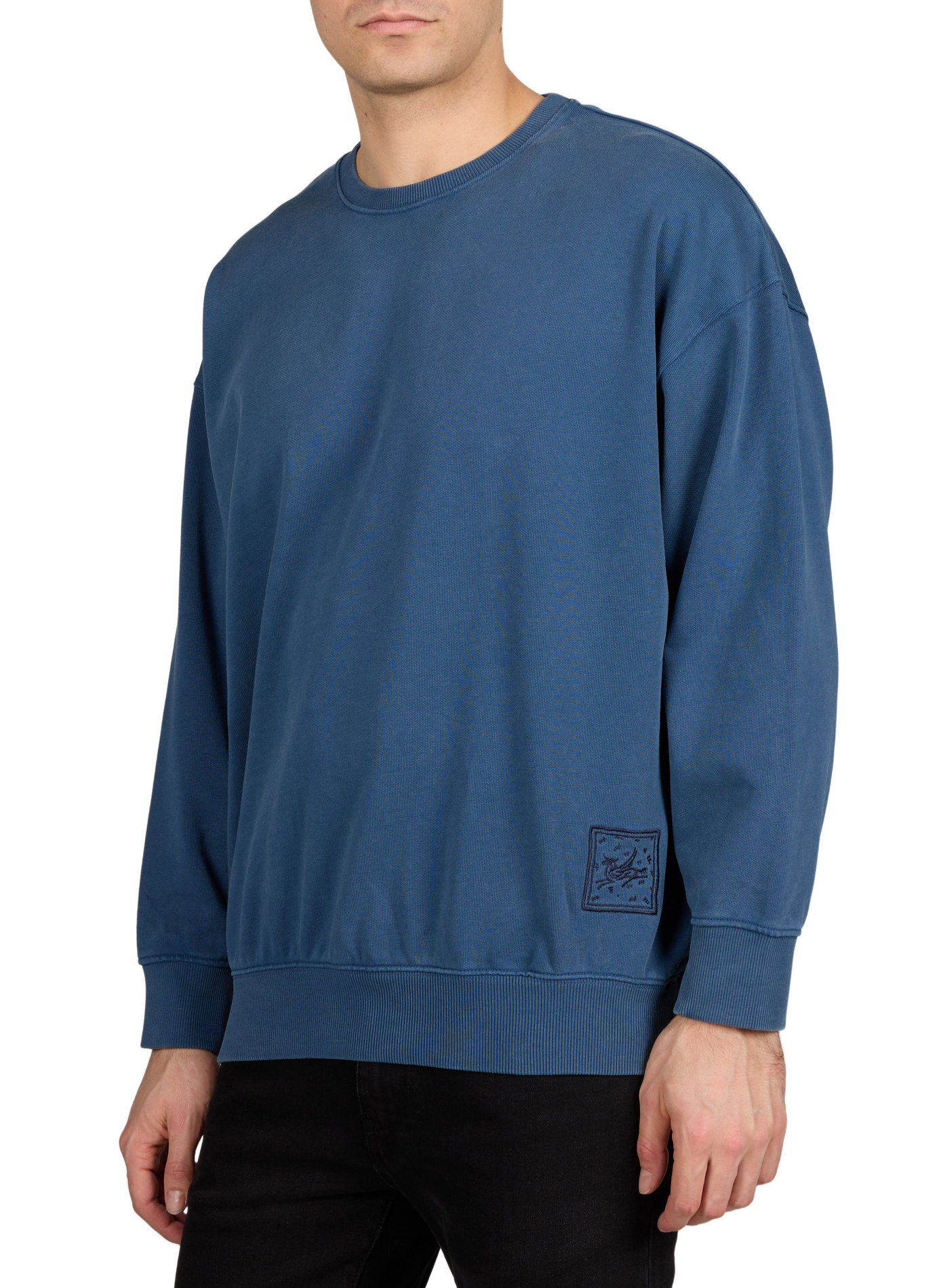 Oversized printed sweater with mixed cotton back TIMBERLAND Blue