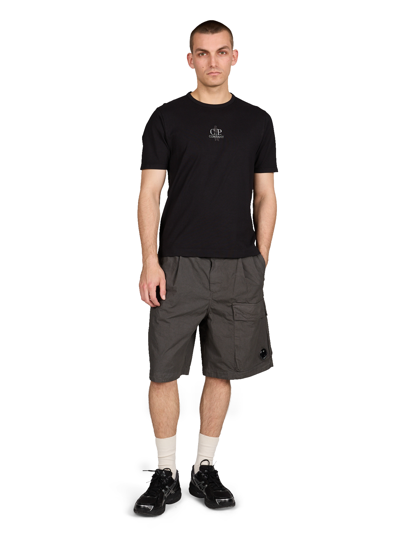 Gerader Baumwoll-T-Shirt CP COMPANY Schwarz