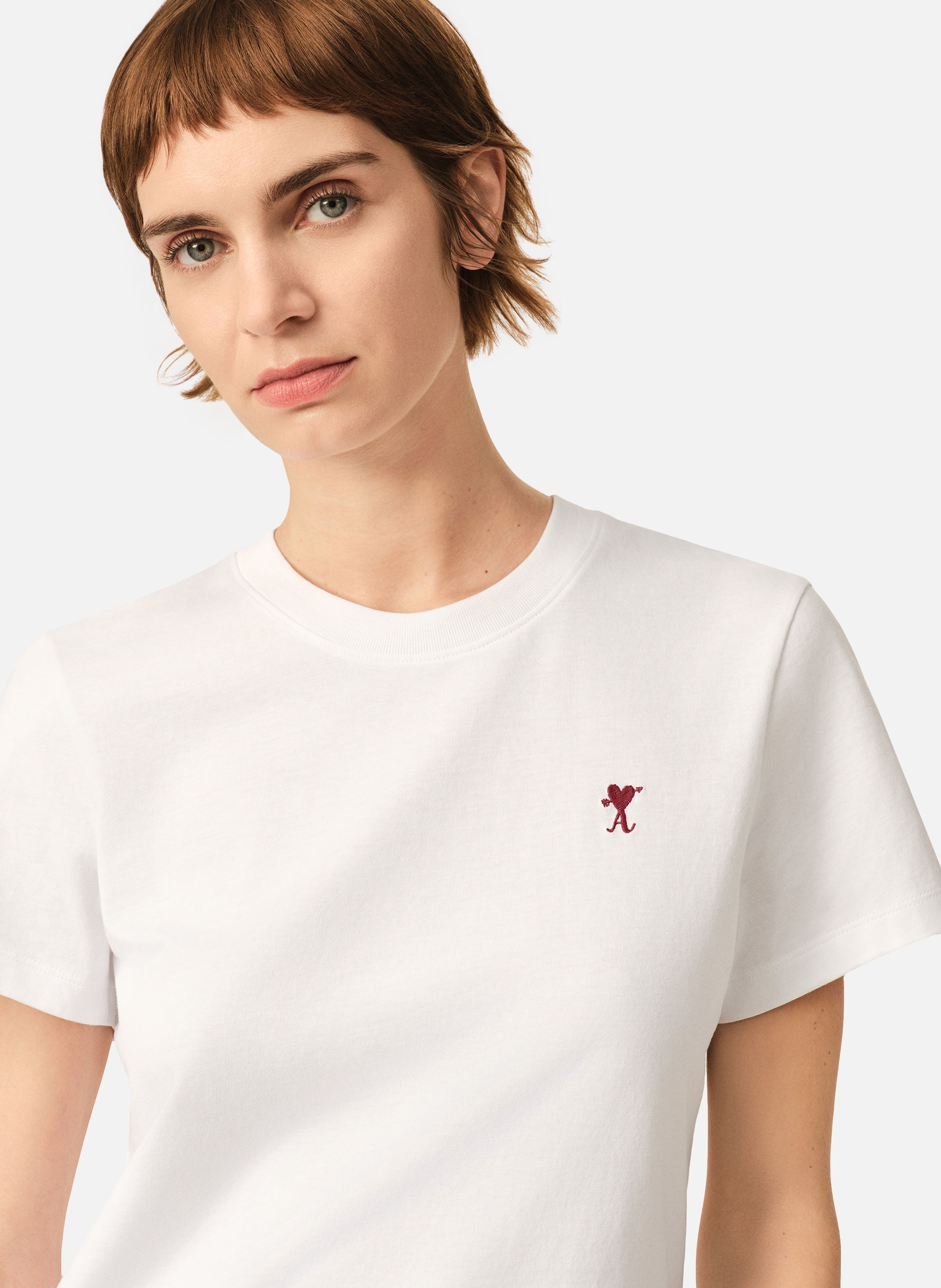 T-shirt ami de coeur en coton AMI PARIS Blanc