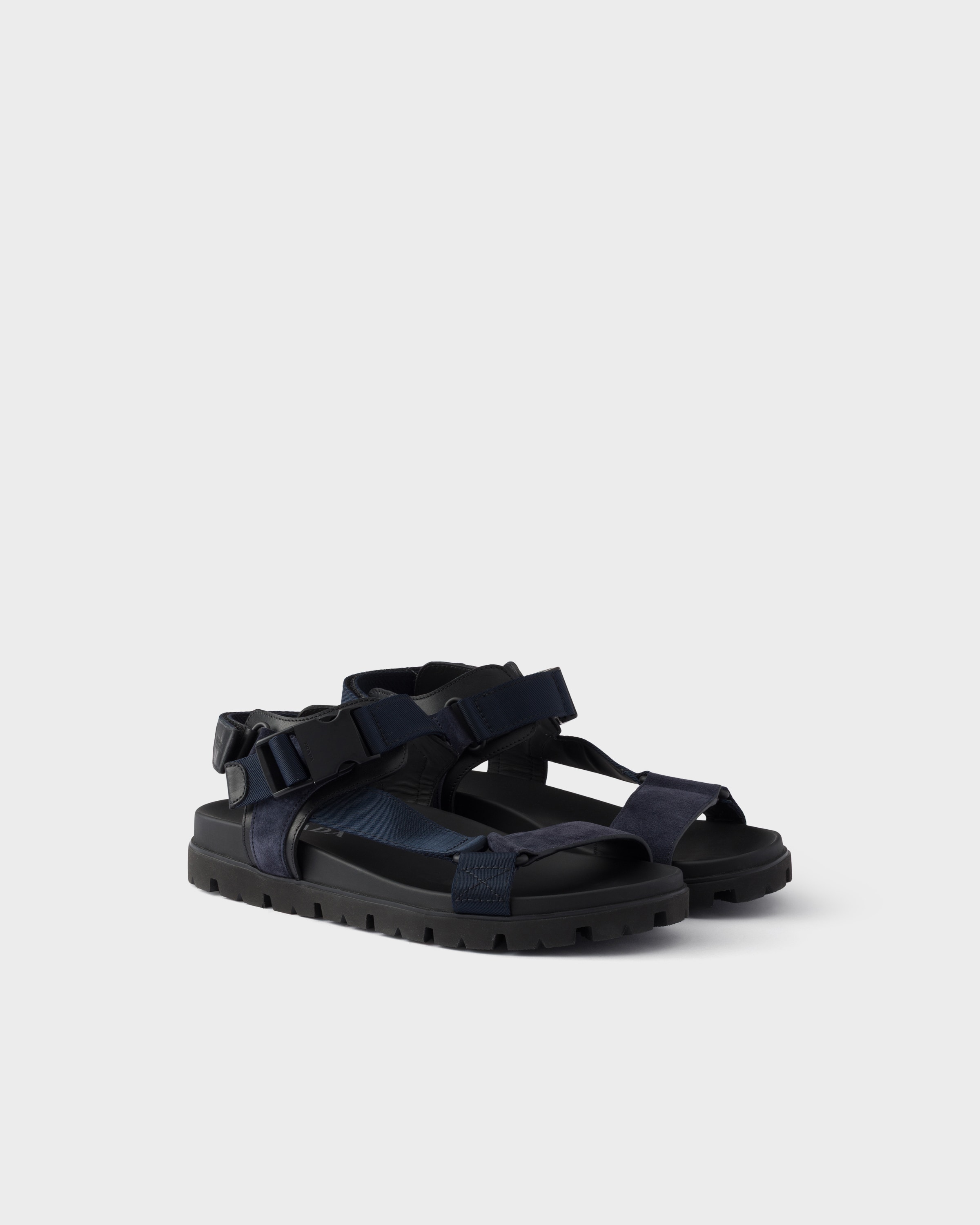 Sandale sportive en veau velours et toile PRADA Bleu