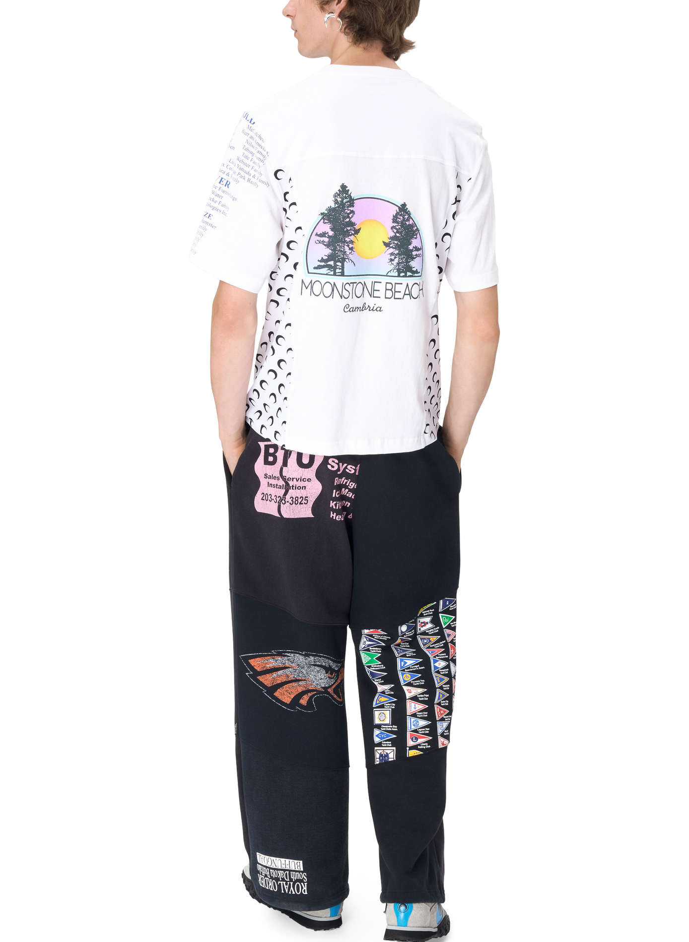 Pantalons de survêtement en molleton graphique upcyclé unisexe MARINE SERRE Noir