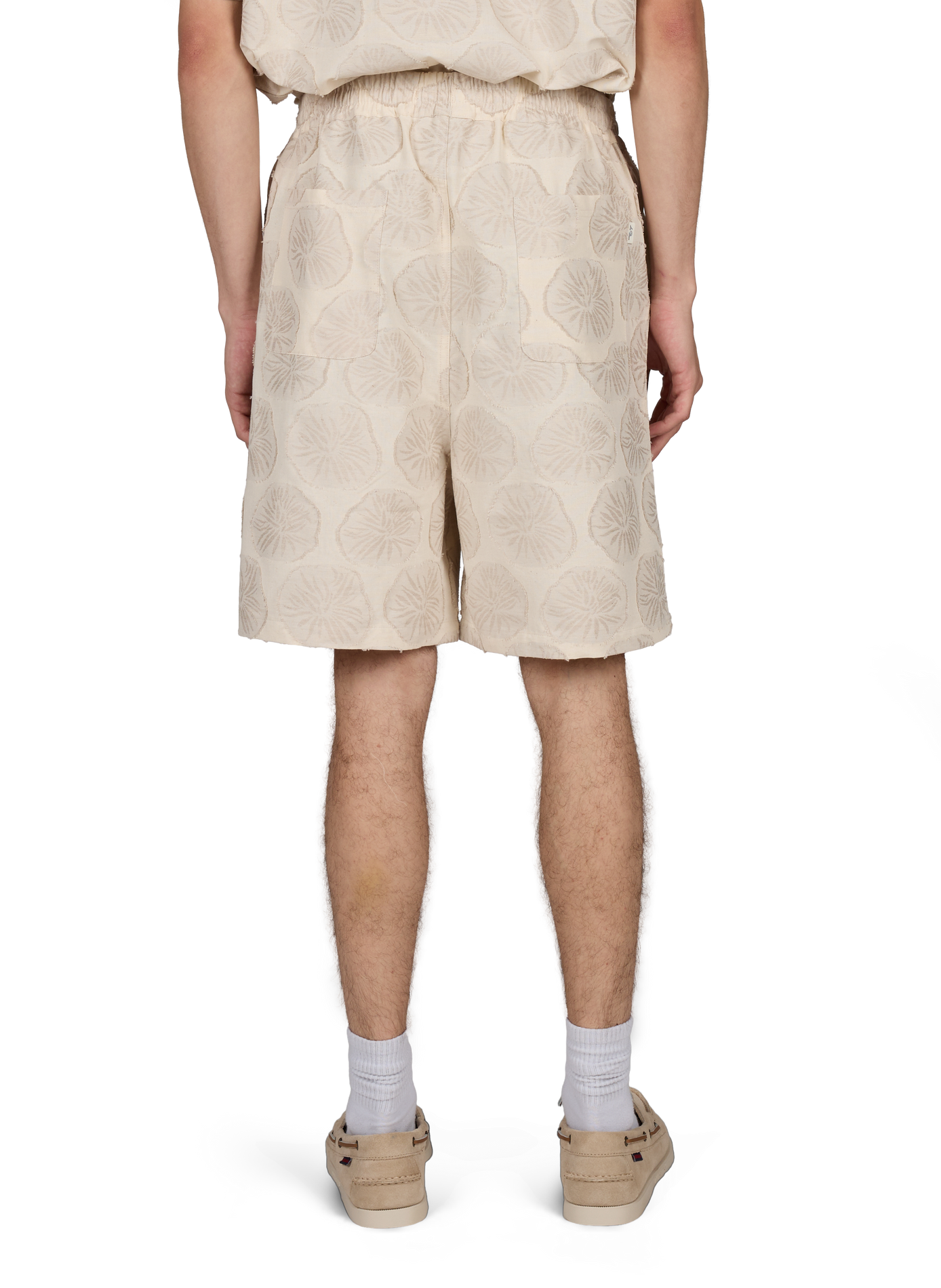 Dahlia jacquard pattern shorts in blended cotton and linen LES DEUX Beige