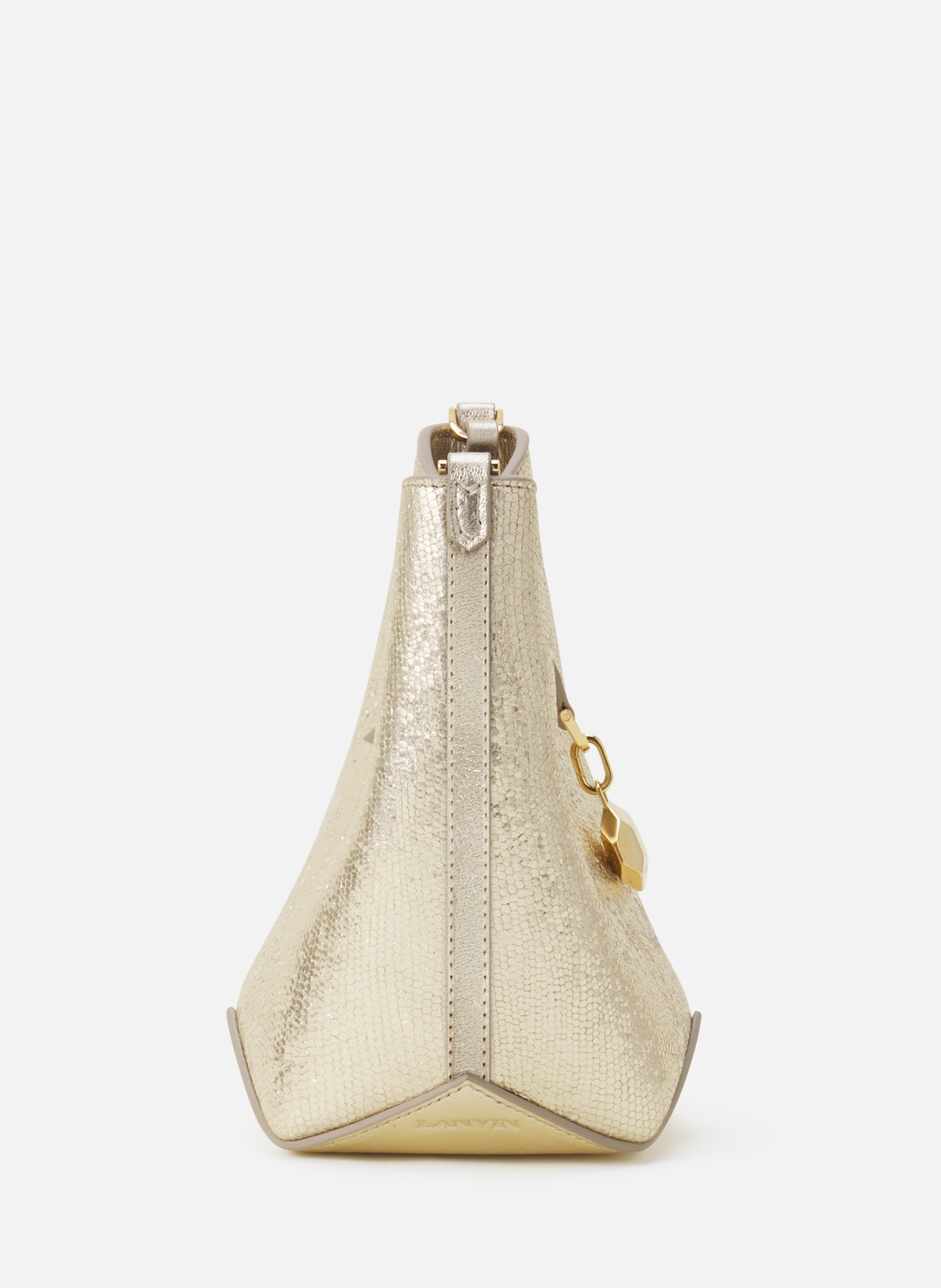 Sac seau nano catch by lanvin en cuir métallisé craquelé LANVIN Argent