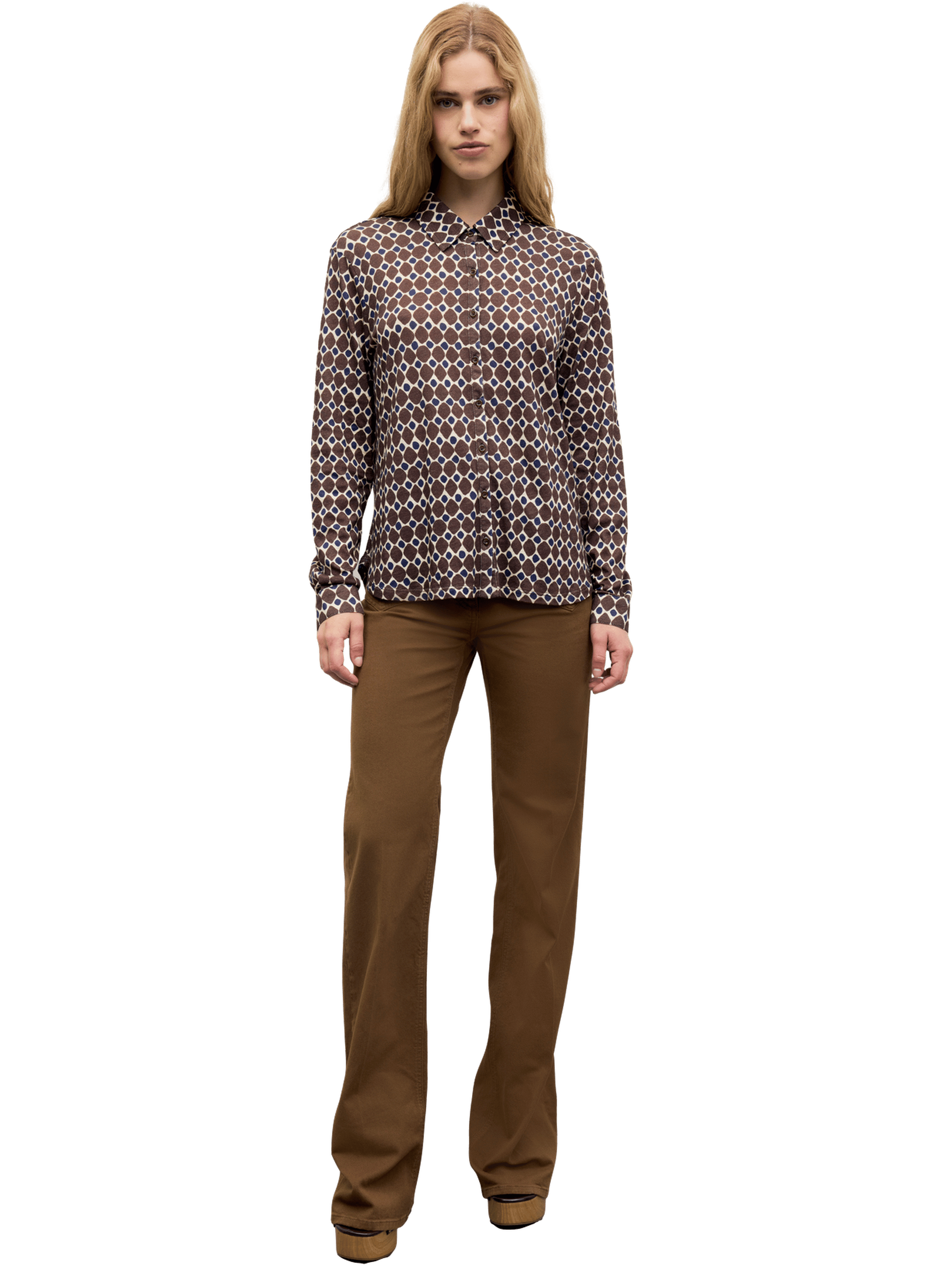 Chemise imprimée en coton et modal - babs GERARD DAREL Marron