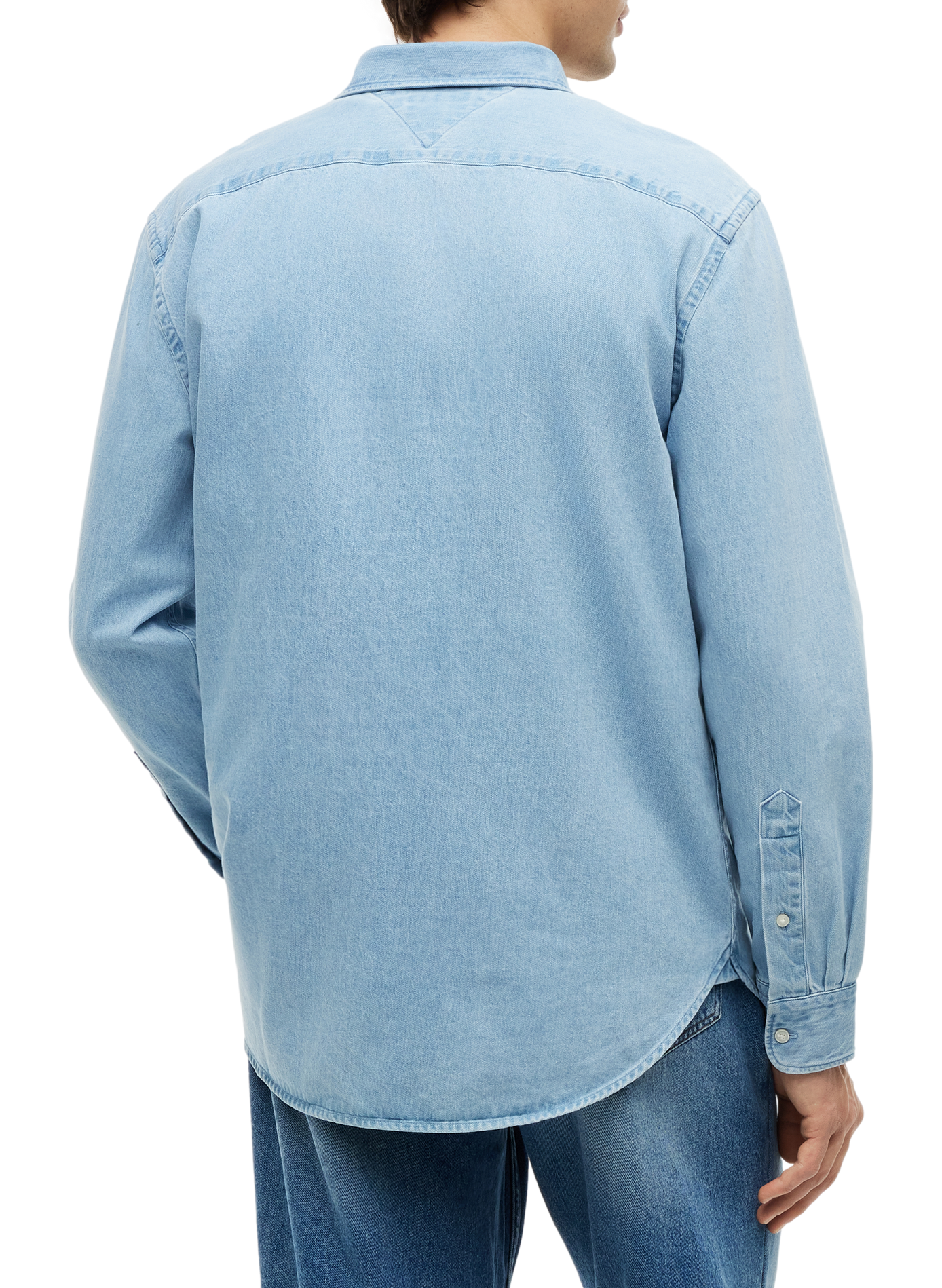 Denim shirt with embroidered logo in cotton TOMMY HILFIGER Blue